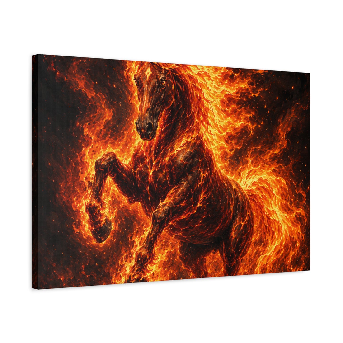 Fiery Horse Canvas Wall Art – Flaming Stallion Matte Stretched Print
