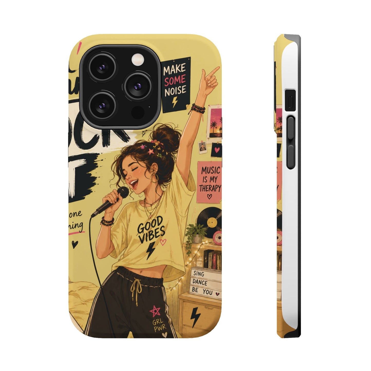 Singer Illustration Phone Case — 'Good Vibes' Magnetic Impact-Resistant Case