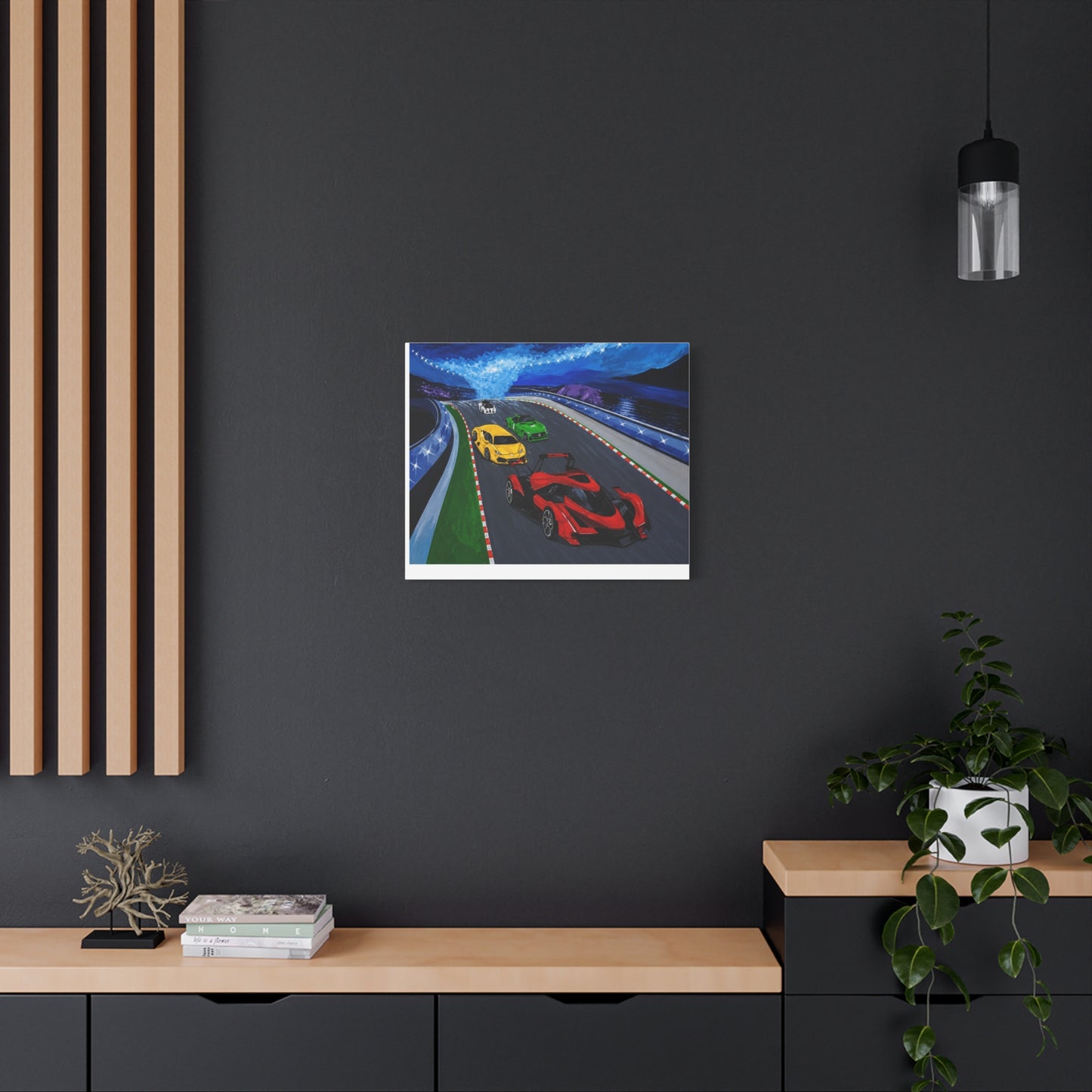 Racing Supercars Matte Canvas Print — Vibrant Track Night Artwork (Stretched 1.25")