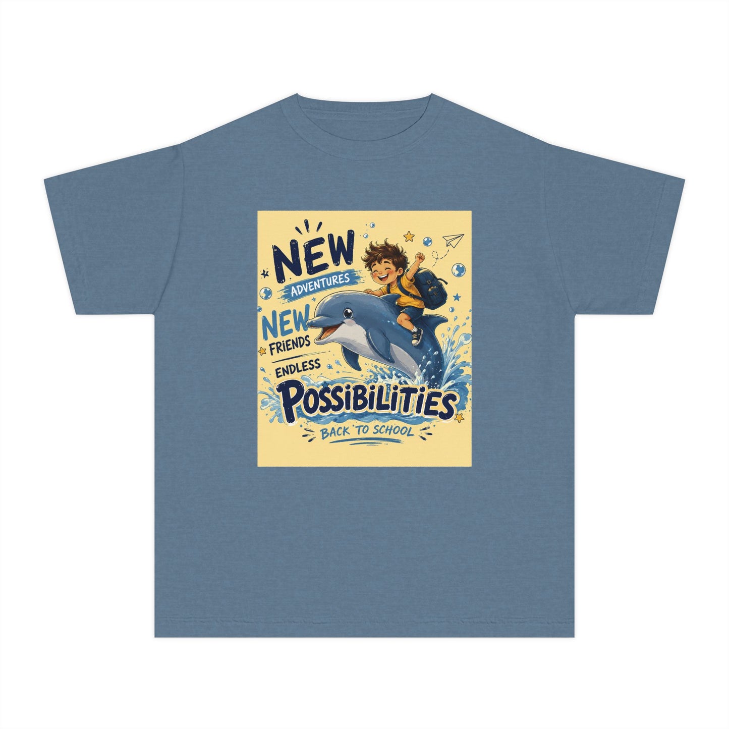 Youth Tee — "New Adventures, New Friends, Endless Possibilities" Back-to-School Graphic