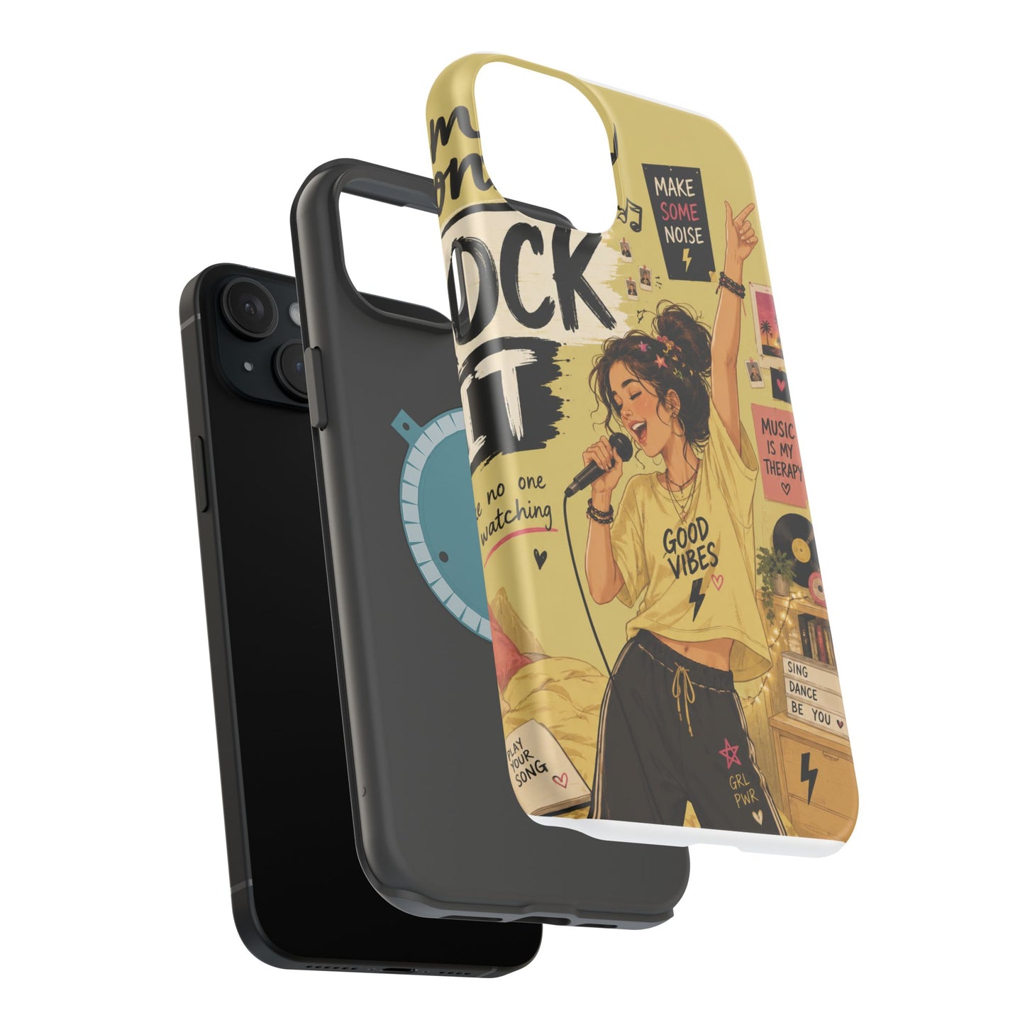 Singer Illustration Phone Case — 'Good Vibes' Magnetic Impact-Resistant Case