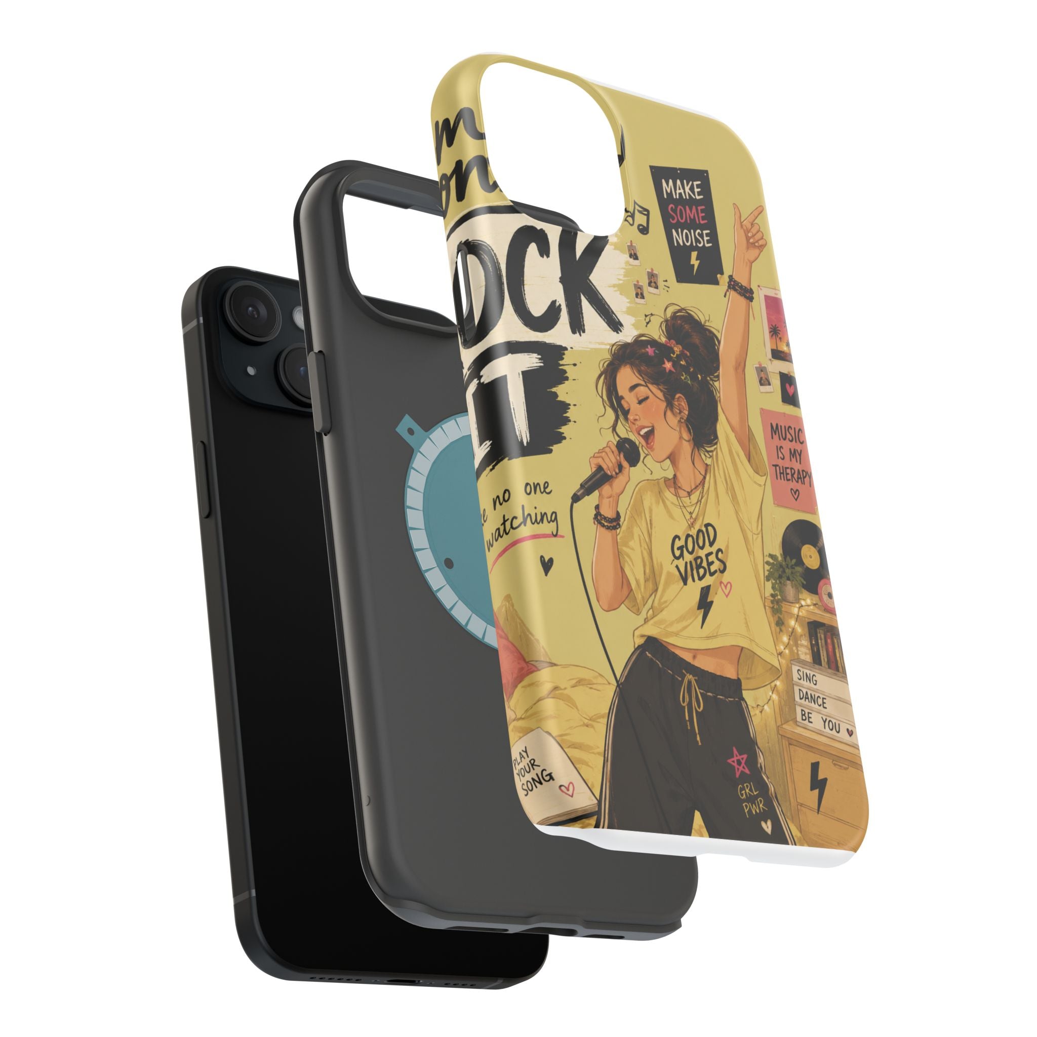 Singer Illustration Phone Case — 'Good Vibes' Magnetic Impact-Resistant Case