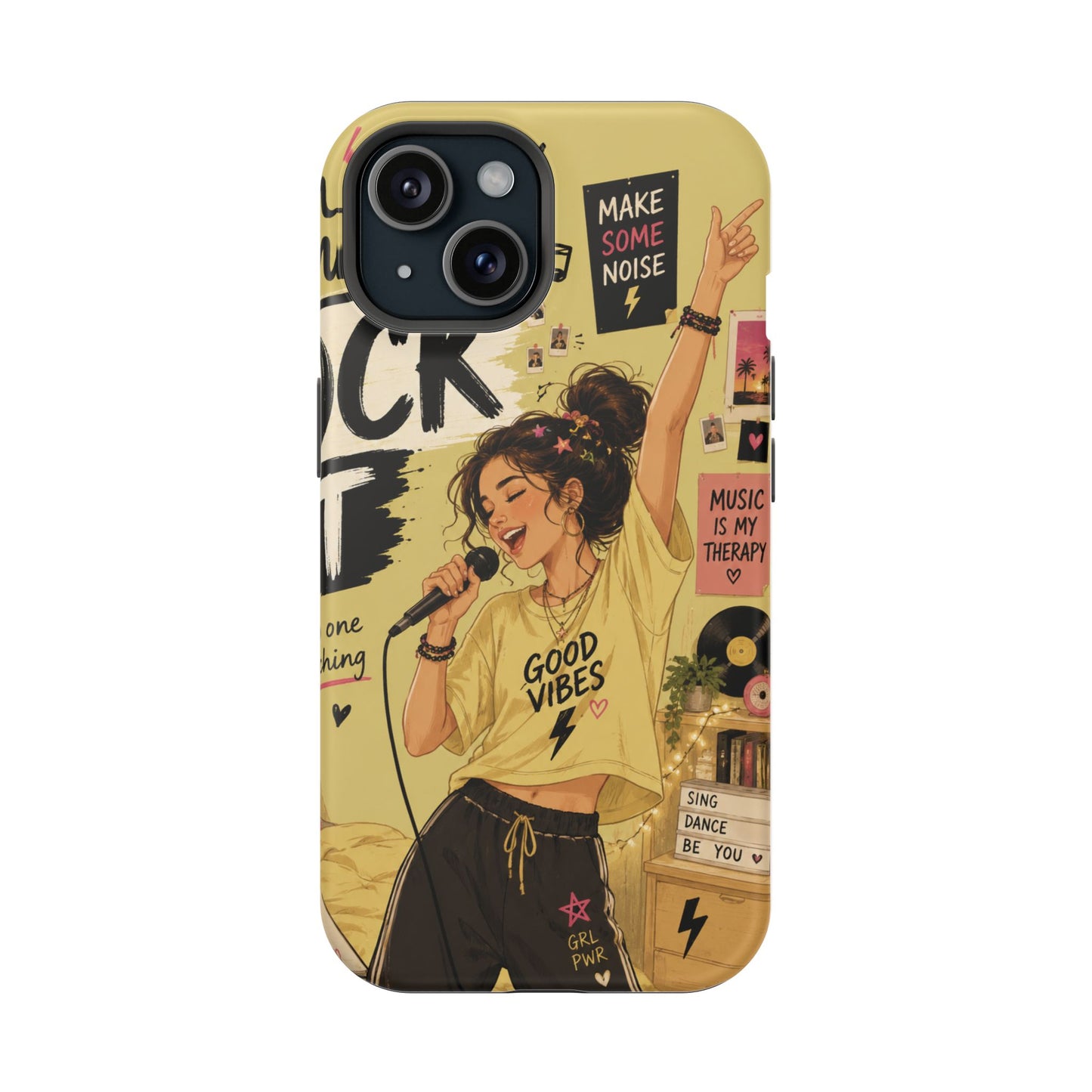 Singer Illustration Phone Case — 'Good Vibes' Magnetic Impact-Resistant Case