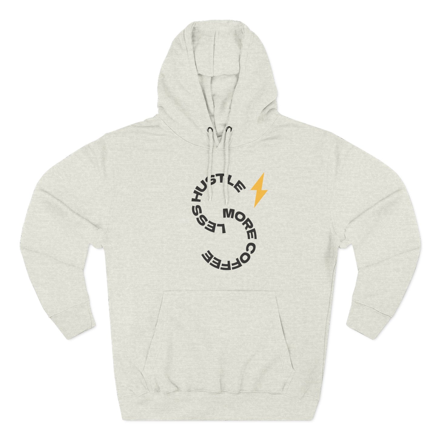 Hoodie — 'Hustle More, Coffee Less' Lightning Logo & Western Cowboy Back Print