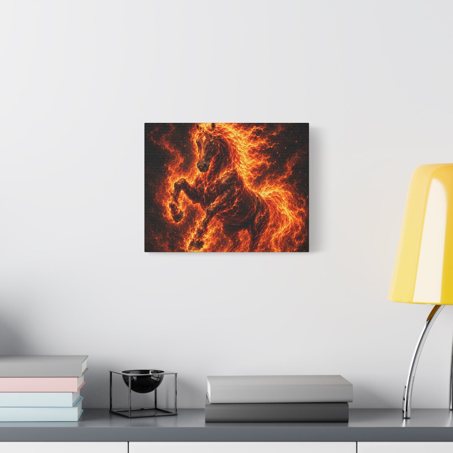 Fiery Horse Canvas Wall Art – Flaming Stallion Matte Stretched Print