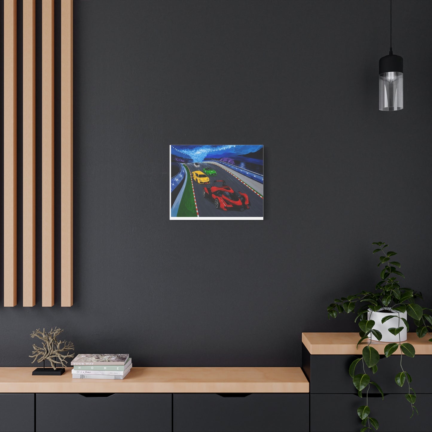 Racing Supercars Matte Canvas Print — Vibrant Track Night Artwork (Stretched 1.25")