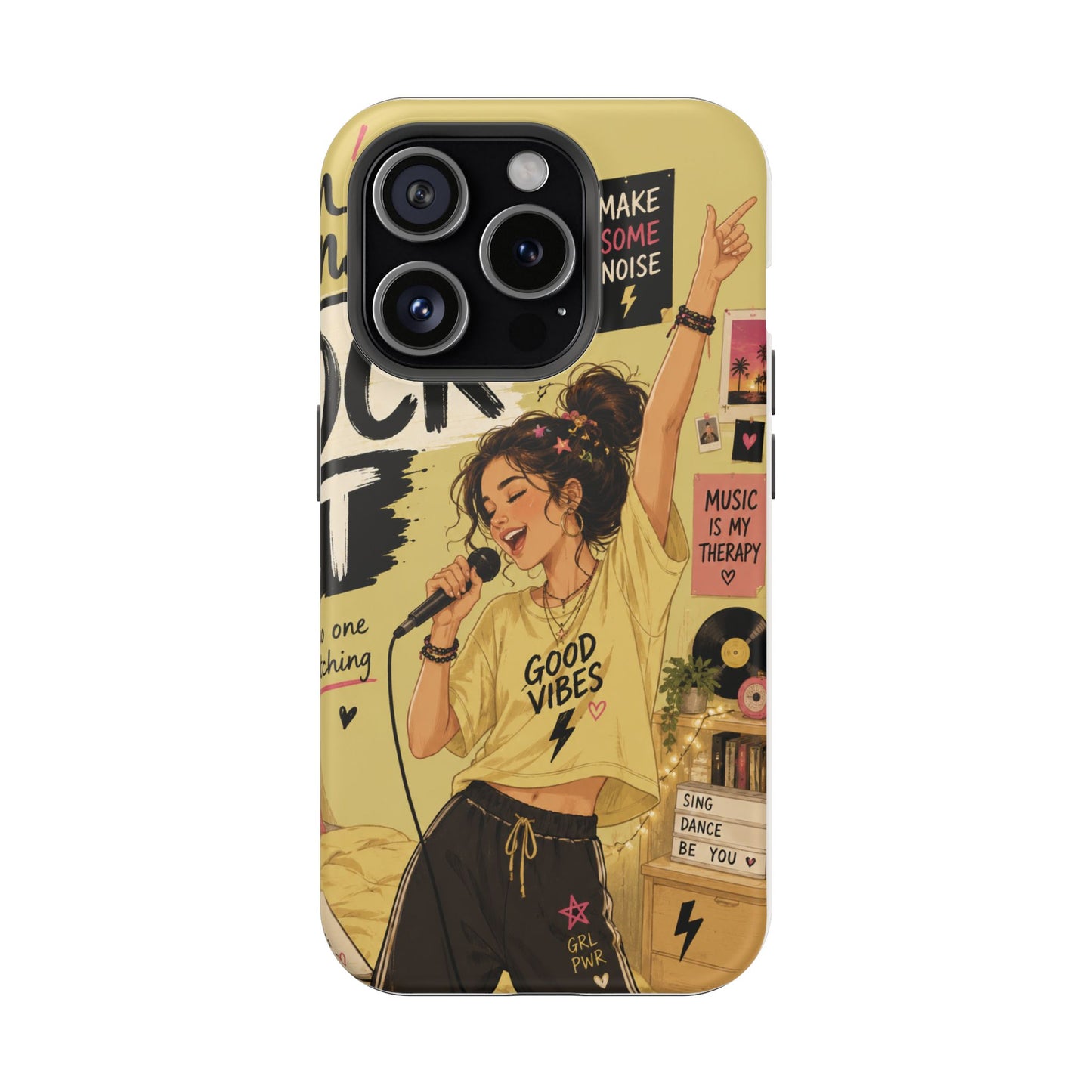 Singer Illustration Phone Case — 'Good Vibes' Magnetic Impact-Resistant Case