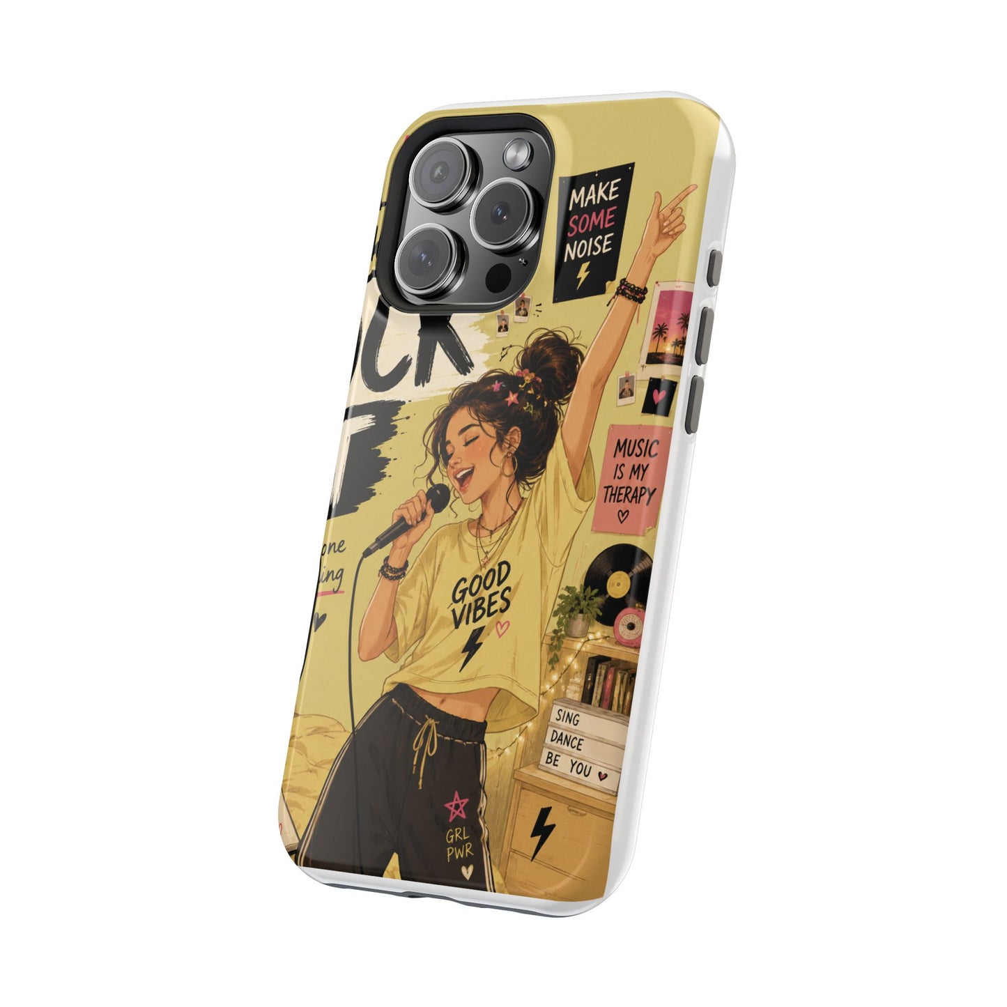 Singer Illustration Phone Case — 'Good Vibes' Magnetic Impact-Resistant Case