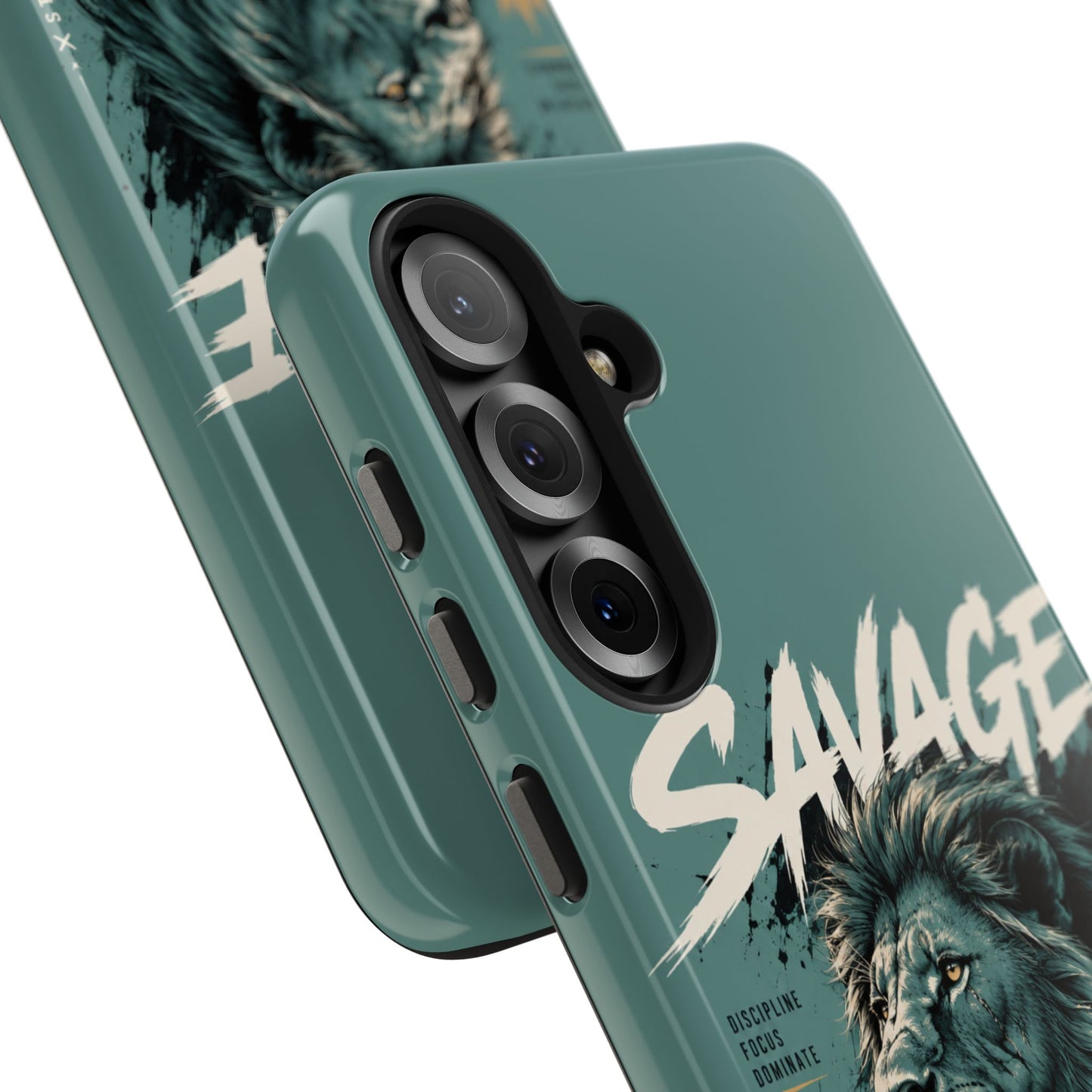 Savage Lion Tough Phone Case – 'Born to Lead' Rugged Protective Cover