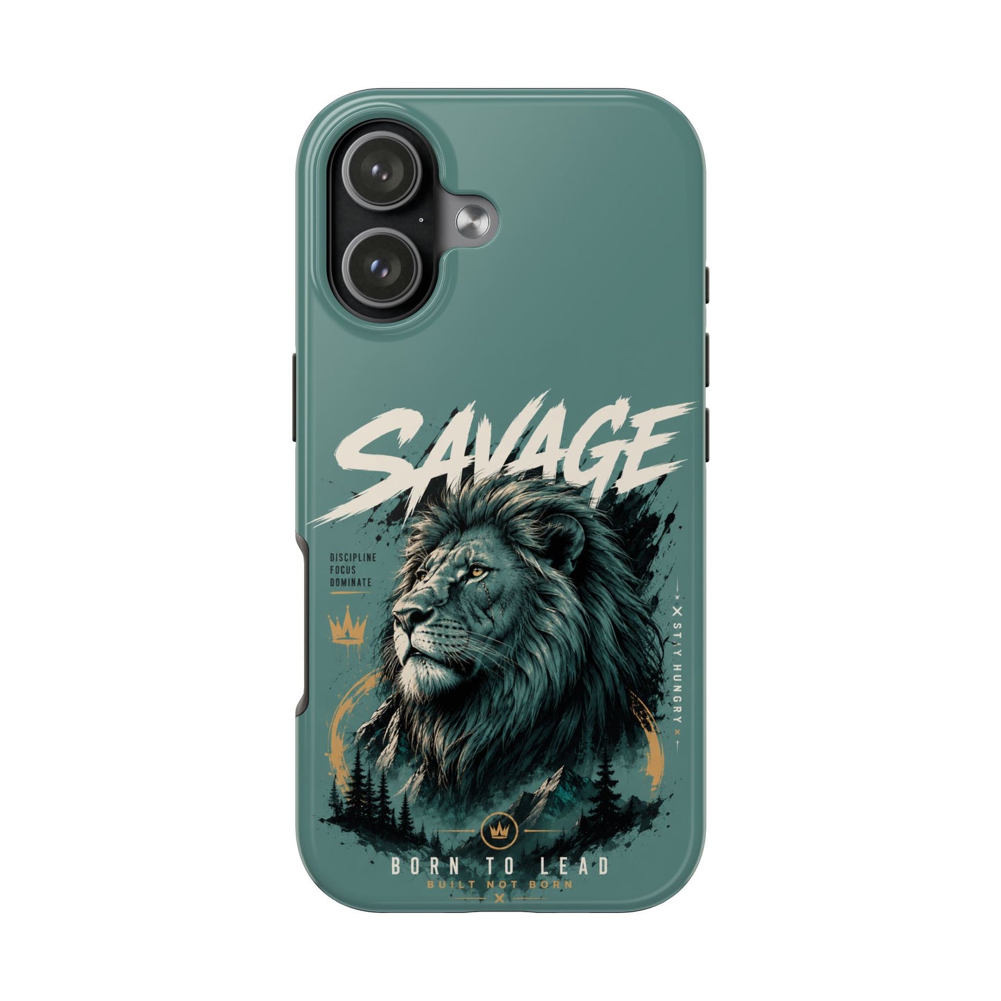 Savage Lion Tough Phone Case – 'Born to Lead' Rugged Protective Cover