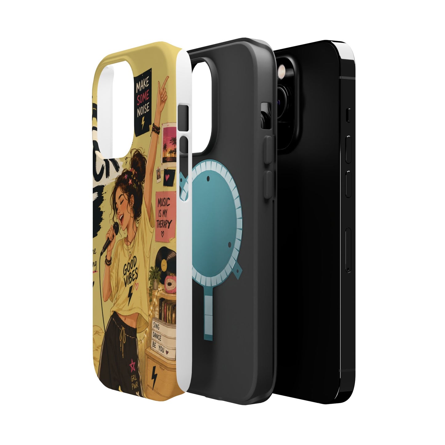 Singer Illustration Phone Case — 'Good Vibes' Magnetic Impact-Resistant Case
