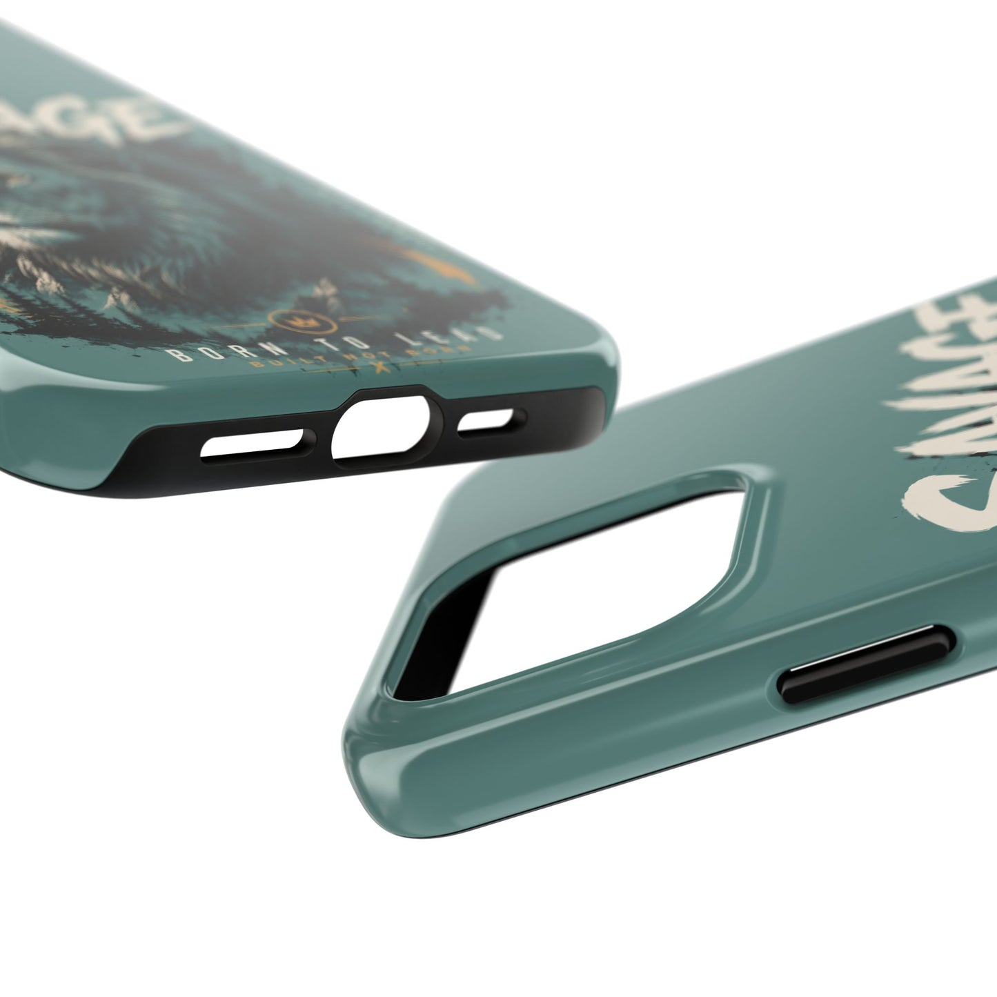 Savage Lion Tough Phone Case – 'Born to Lead' Rugged Protective Cover