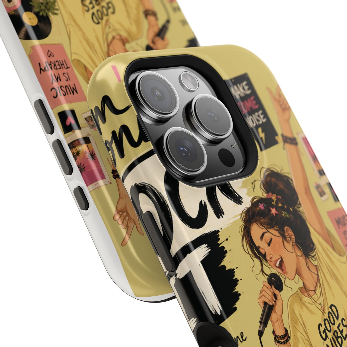 Singer Illustration Phone Case — 'Good Vibes' Magnetic Impact-Resistant Case