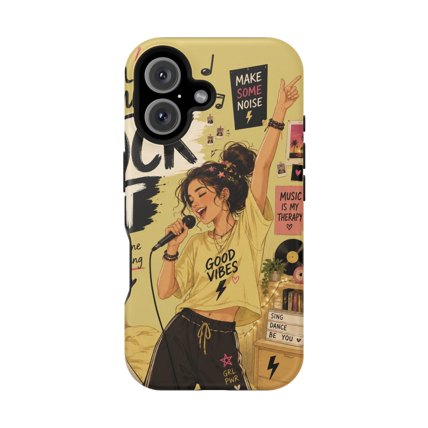 Singer Illustration Phone Case — 'Good Vibes' Magnetic Impact-Resistant Case