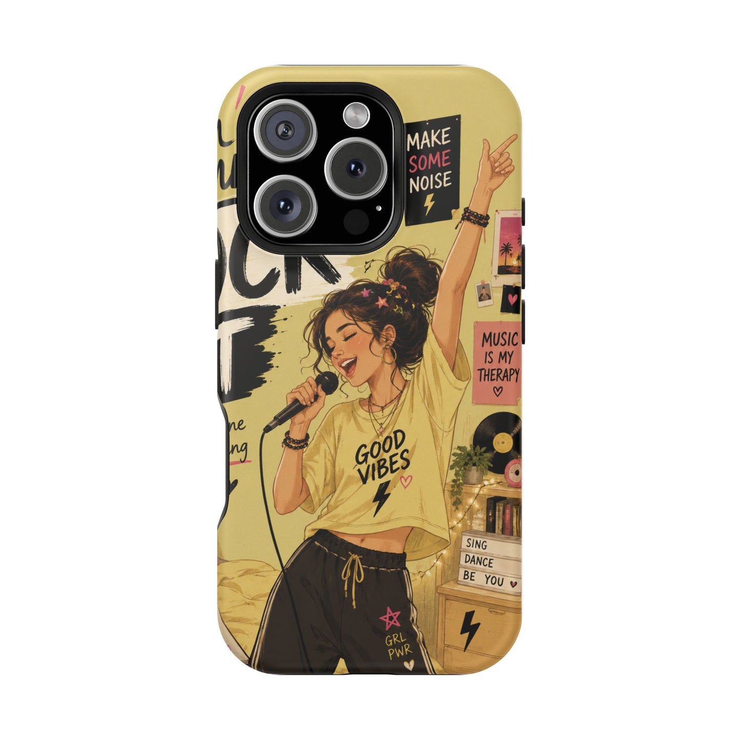Singer Illustration Phone Case — 'Good Vibes' Magnetic Impact-Resistant Case