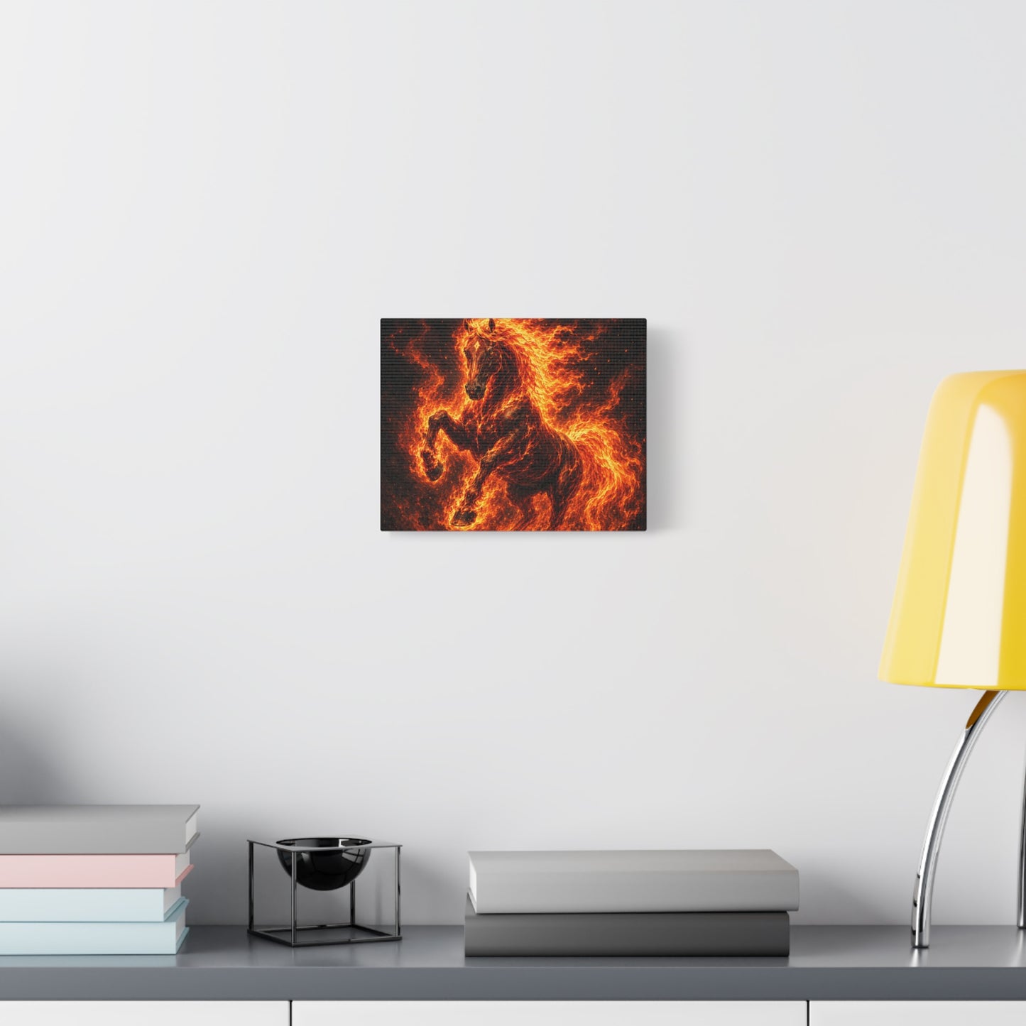 Fiery Horse Canvas Wall Art – Flaming Stallion Matte Stretched Print