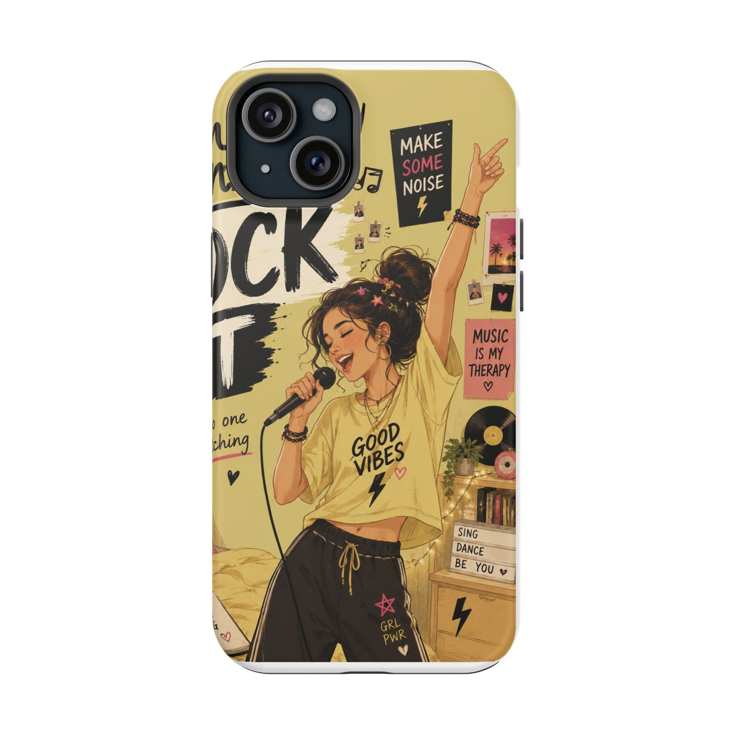 Singer Illustration Phone Case — 'Good Vibes' Magnetic Impact-Resistant Case