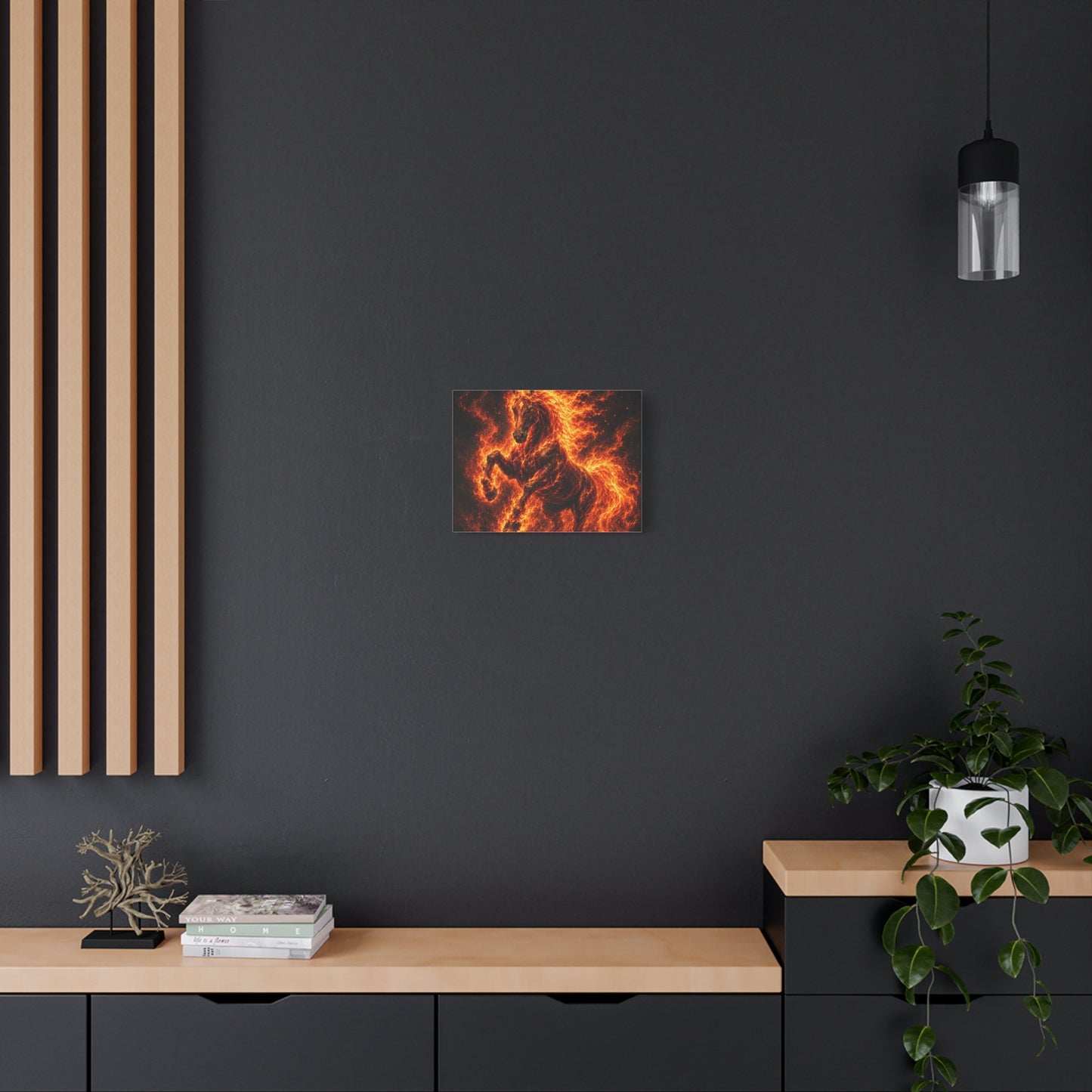 Fiery Horse Canvas Wall Art – Flaming Stallion Matte Stretched Print