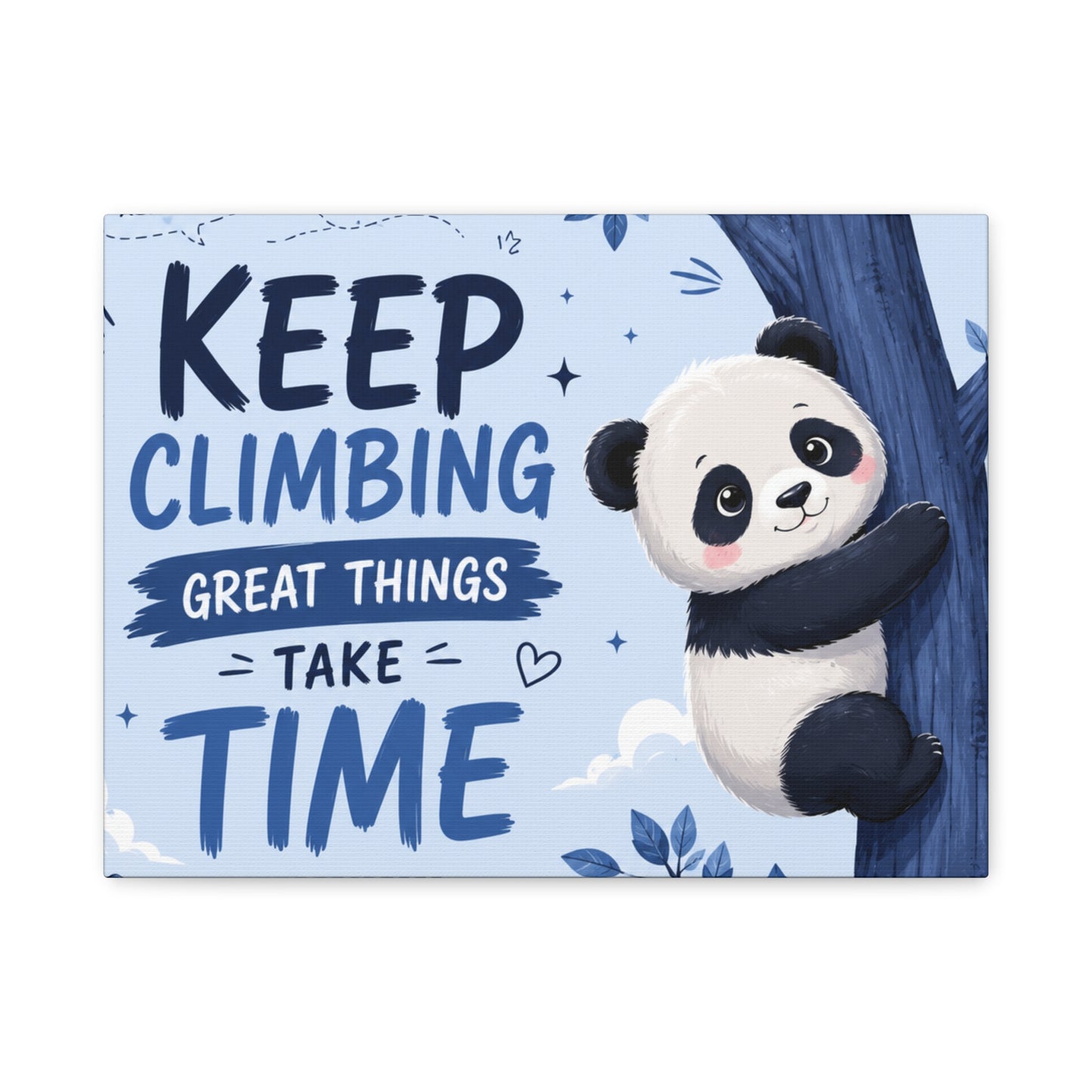 Keep Climbing Panda Canvas Wall Art – Cute Inspirational Nursery Decor for Kids Bedroom & Playroom