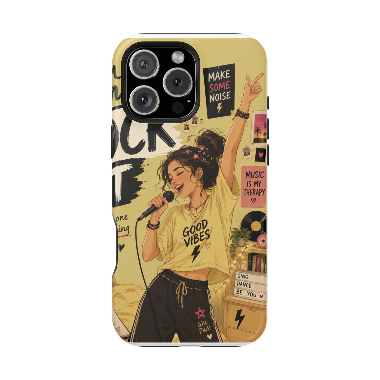 Singer Illustration Phone Case — 'Good Vibes' Magnetic Impact-Resistant Case