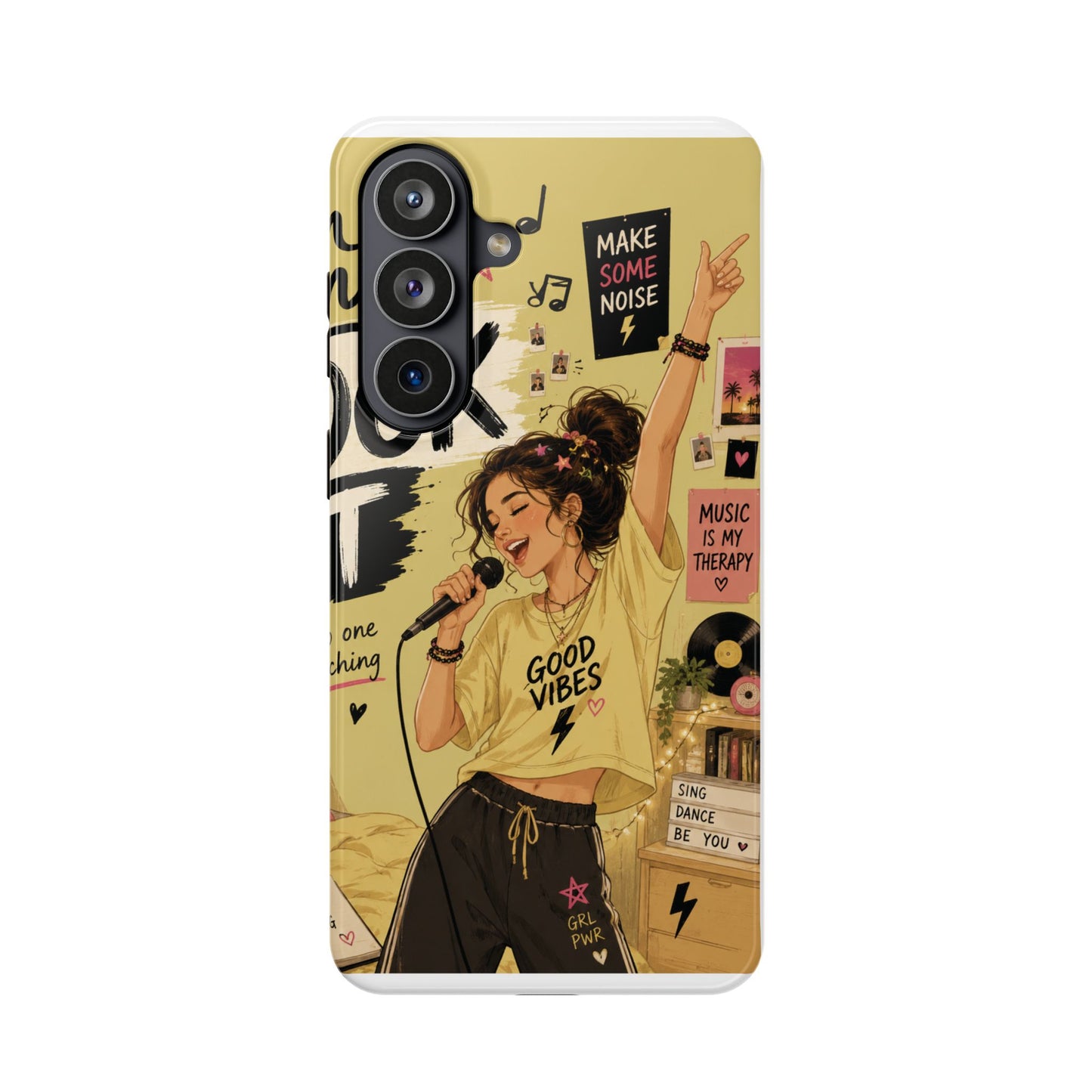 Singer Illustration Phone Case — 'Good Vibes' Magnetic Impact-Resistant Case