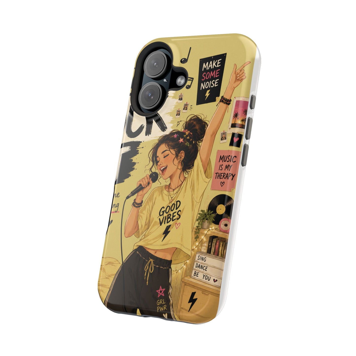 Singer Illustration Phone Case — 'Good Vibes' Magnetic Impact-Resistant Case