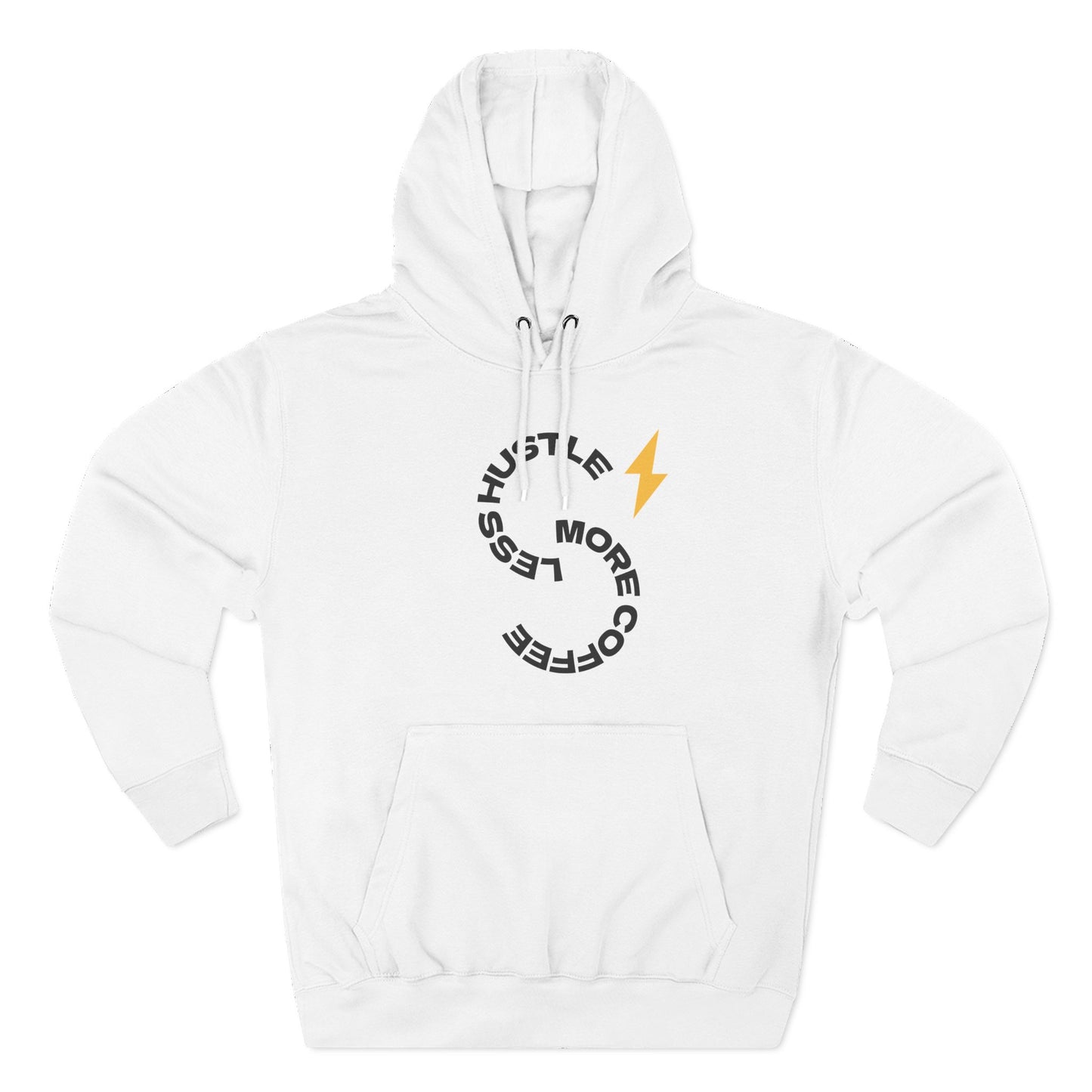 Hoodie — 'Hustle More, Coffee Less' Lightning Logo & Western Cowboy Back Print