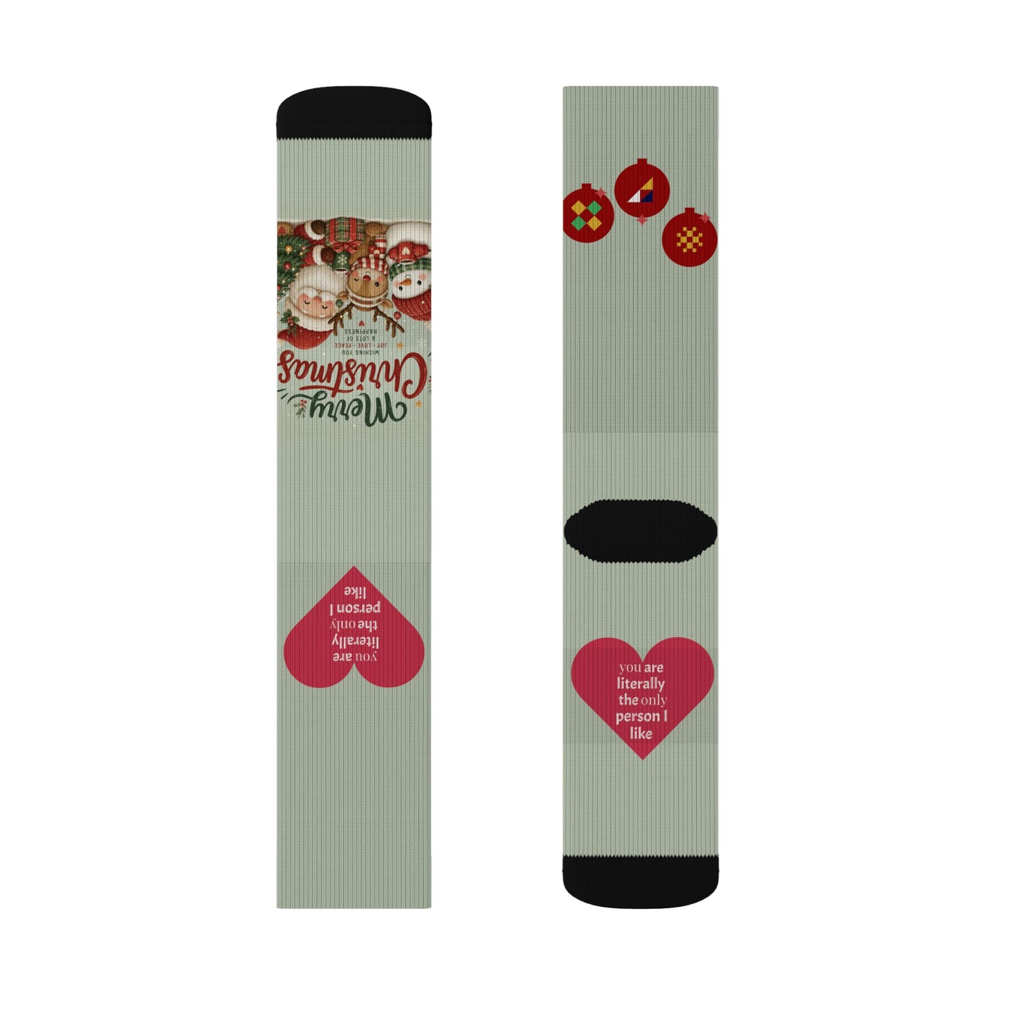 Christmas Sublimation Socks — Merry Christmas Santa Pattern Crew Socks