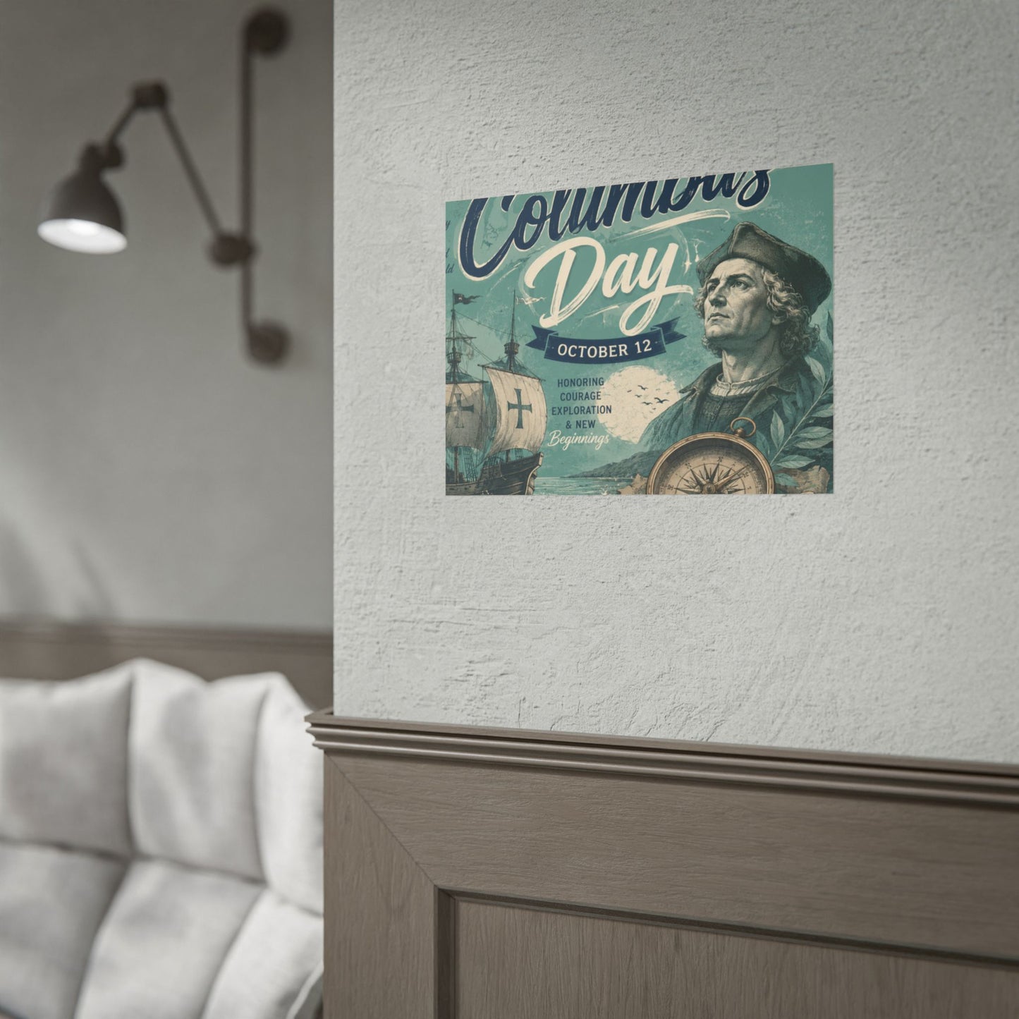 Columbus Day Poster — Rolled Vintage Exploration Print (October 12)