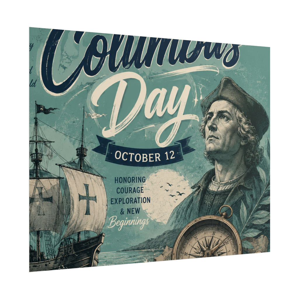 Columbus Day Poster — Rolled Vintage Exploration Print (October 12)
