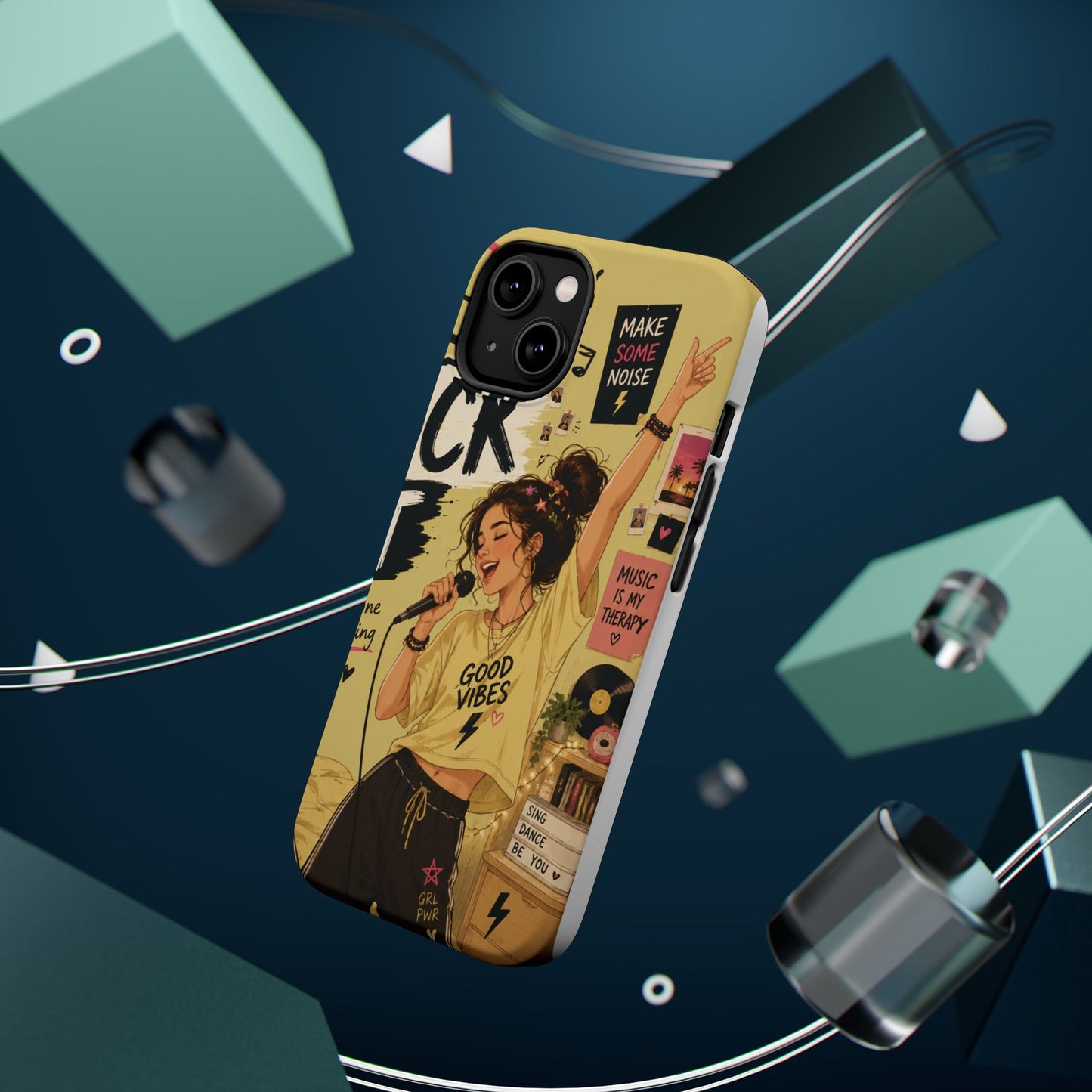Singer Illustration Phone Case — 'Good Vibes' Magnetic Impact-Resistant Case