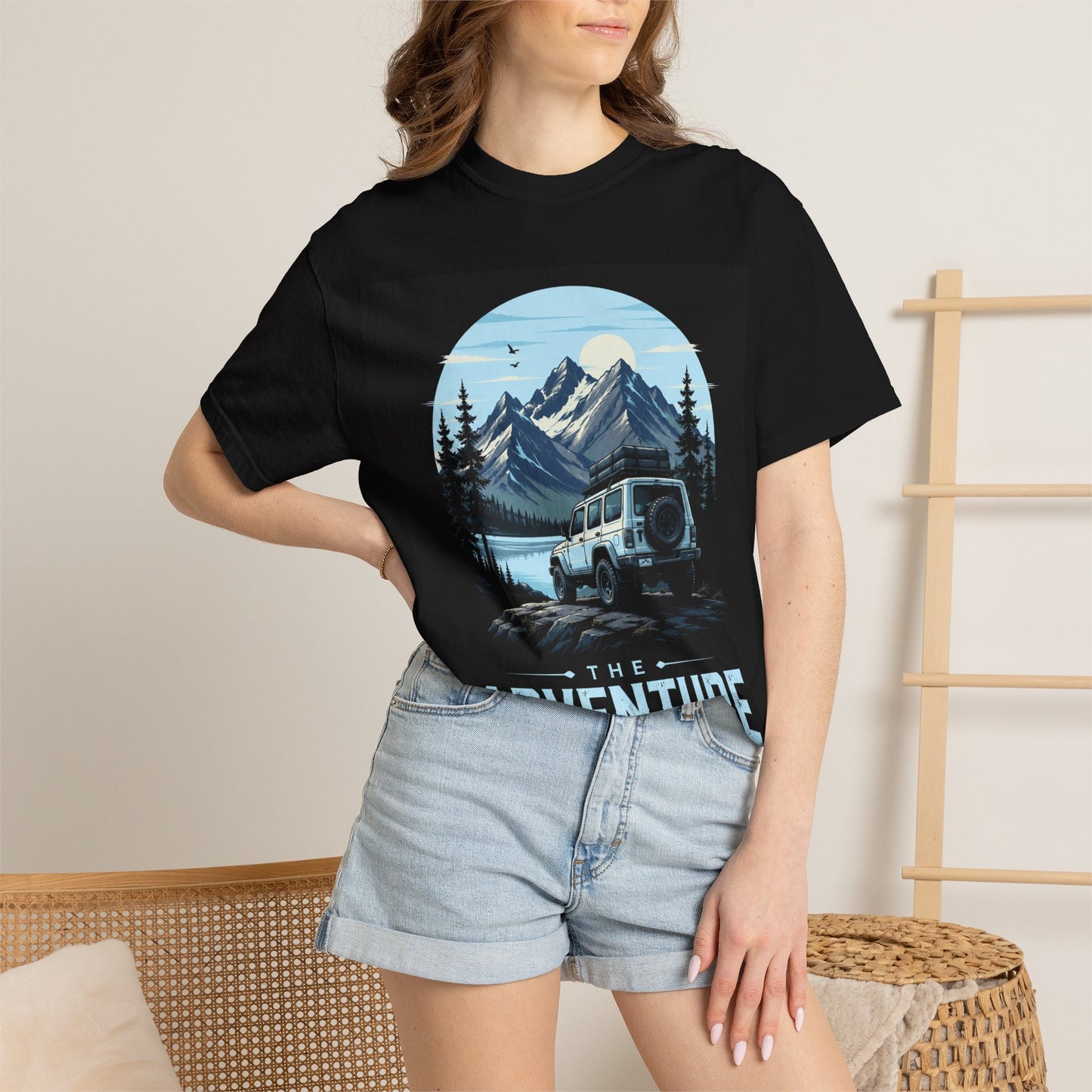 Adventure Awaits T‑Shirt — Mountain Jeep Outdoor Graphic Tee