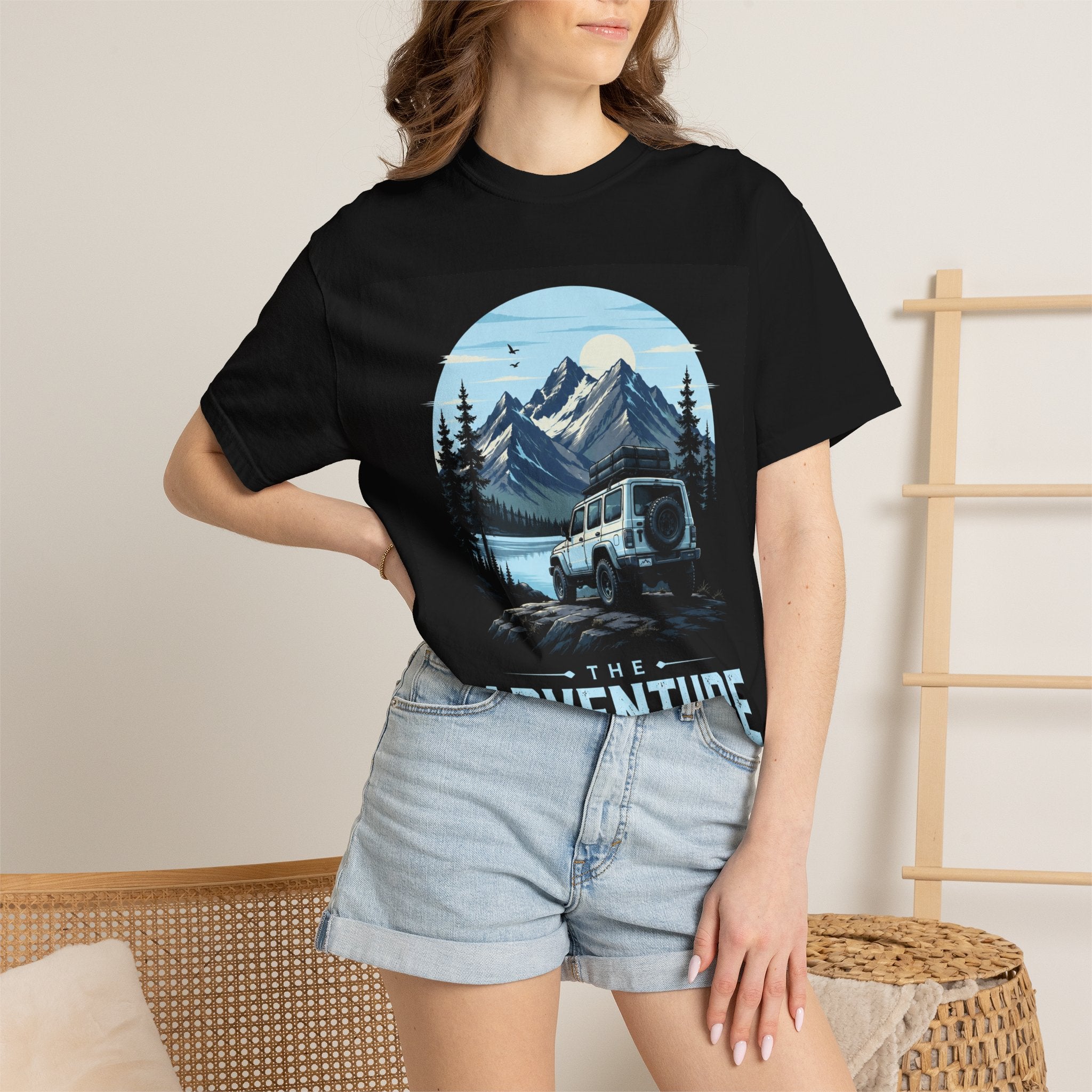 Adventure Awaits T‑Shirt — Mountain Jeep Outdoor Graphic Tee