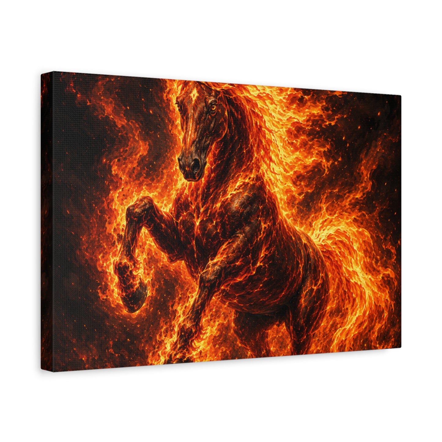 Fiery Horse Canvas Wall Art – Flaming Stallion Matte Stretched Print