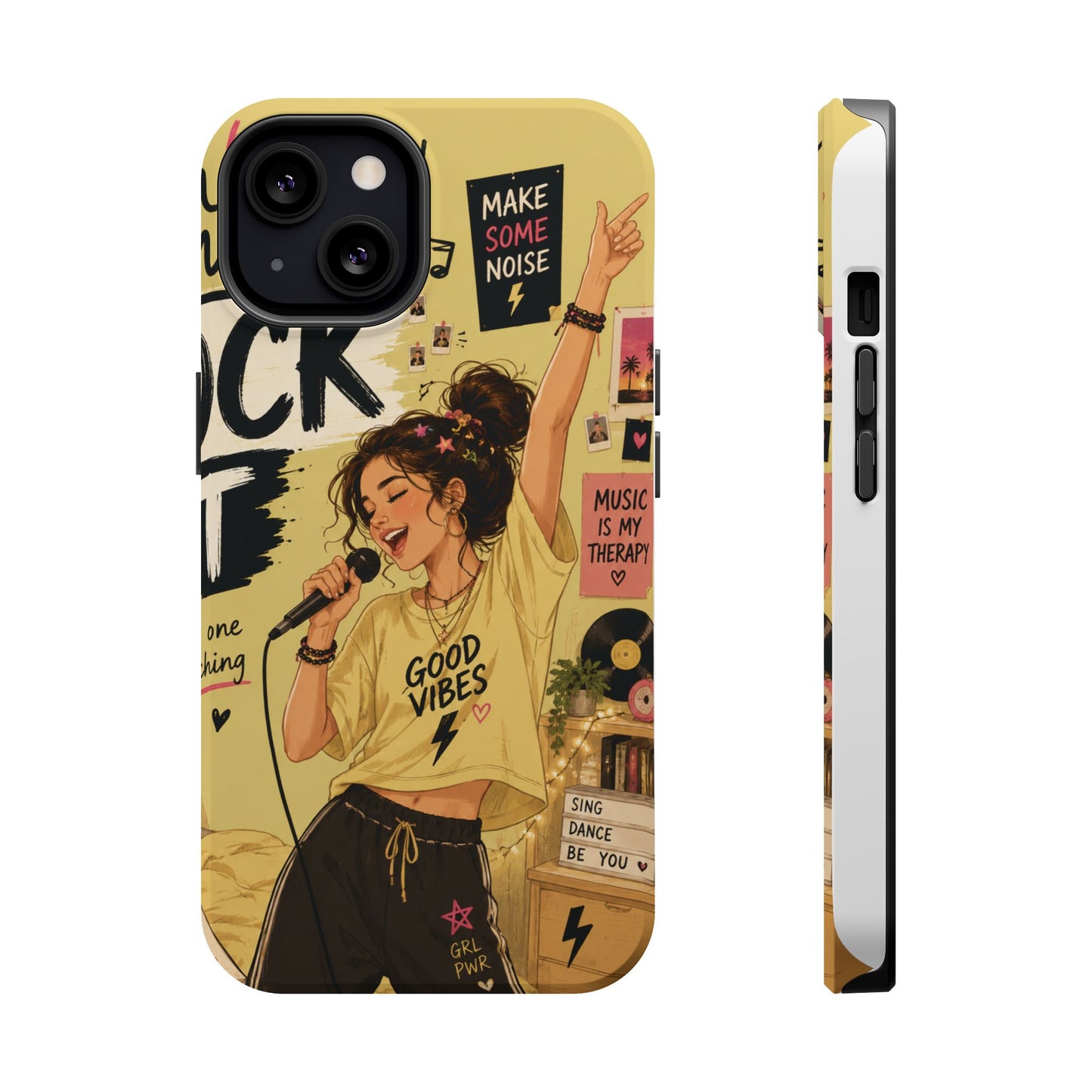 Singer Illustration Phone Case — 'Good Vibes' Magnetic Impact-Resistant Case