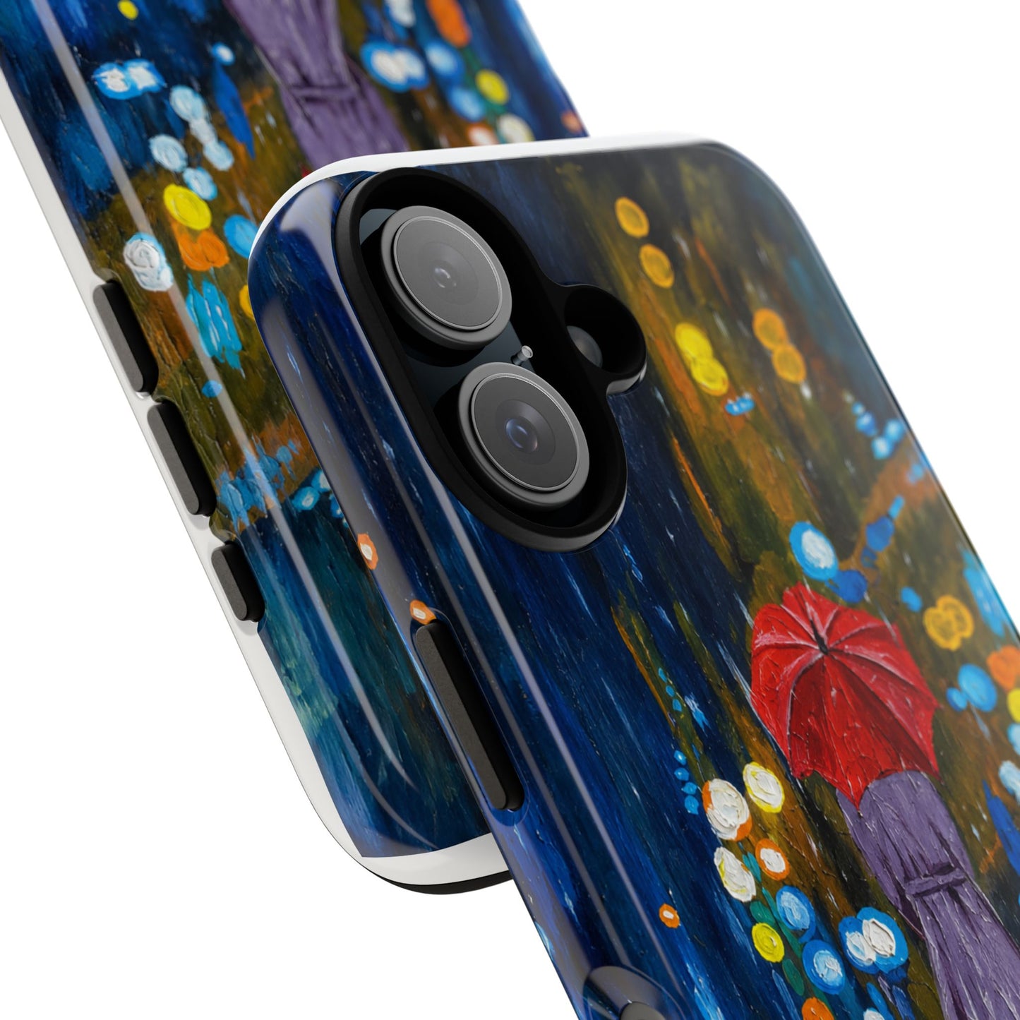 Rainy Night Phone Case — Woman with Red Umbrella Art