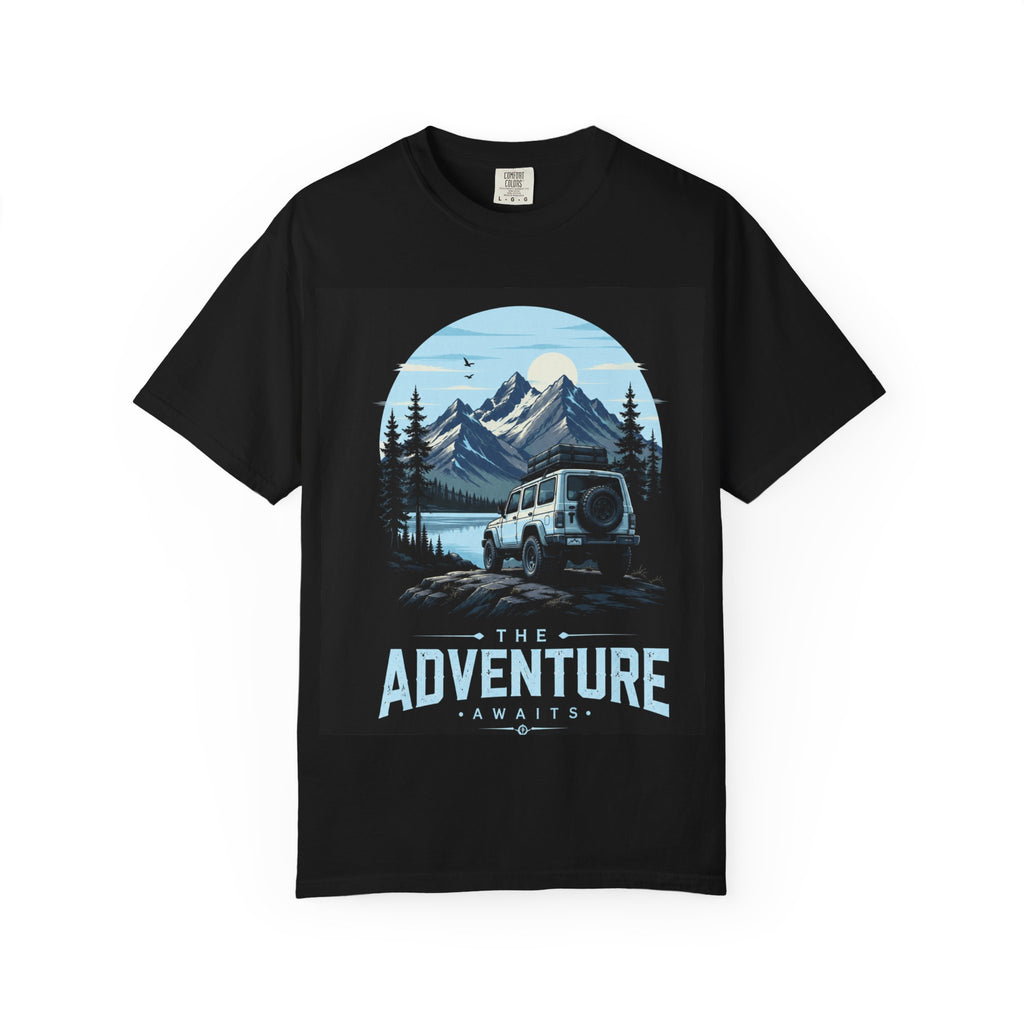 Adventure Awaits T‑Shirt — Mountain Jeep Outdoor Graphic Tee