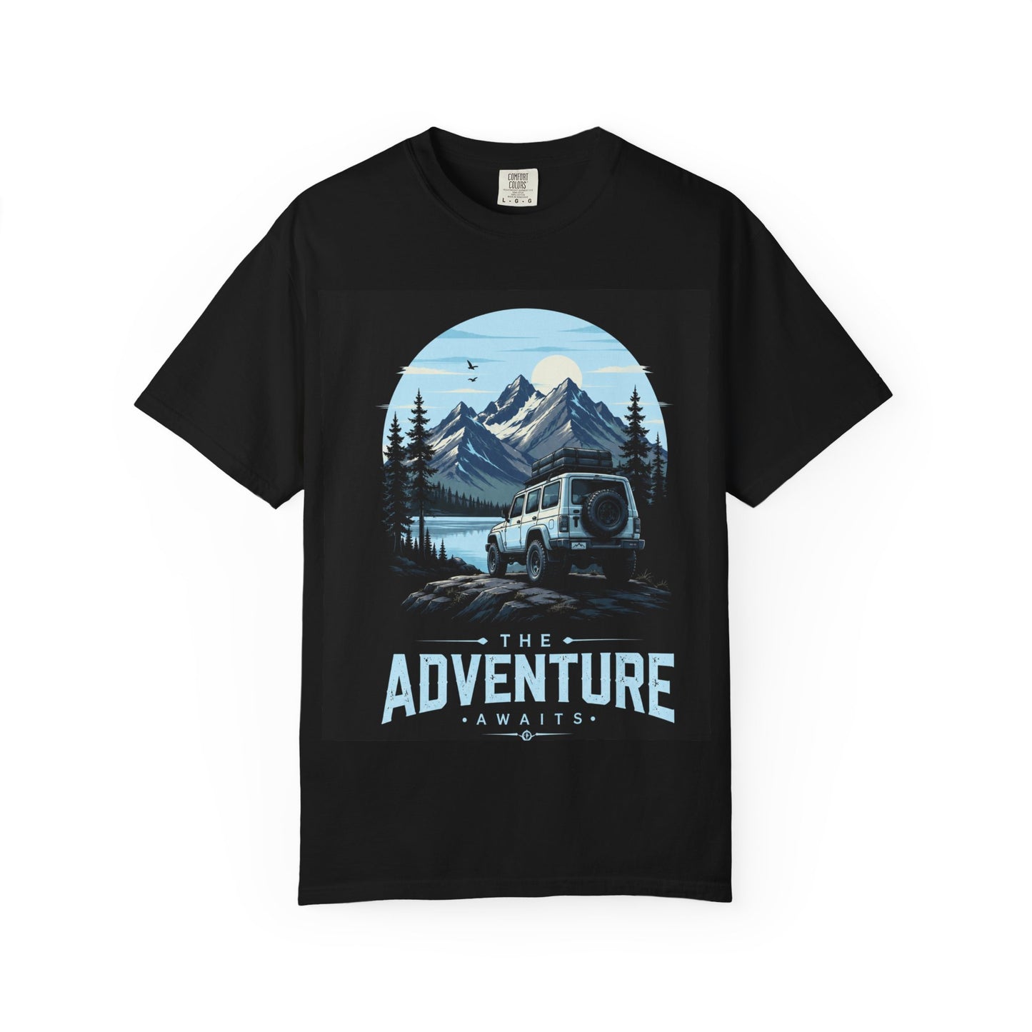 Adventure Awaits T‑Shirt — Mountain Jeep Outdoor Graphic Tee
