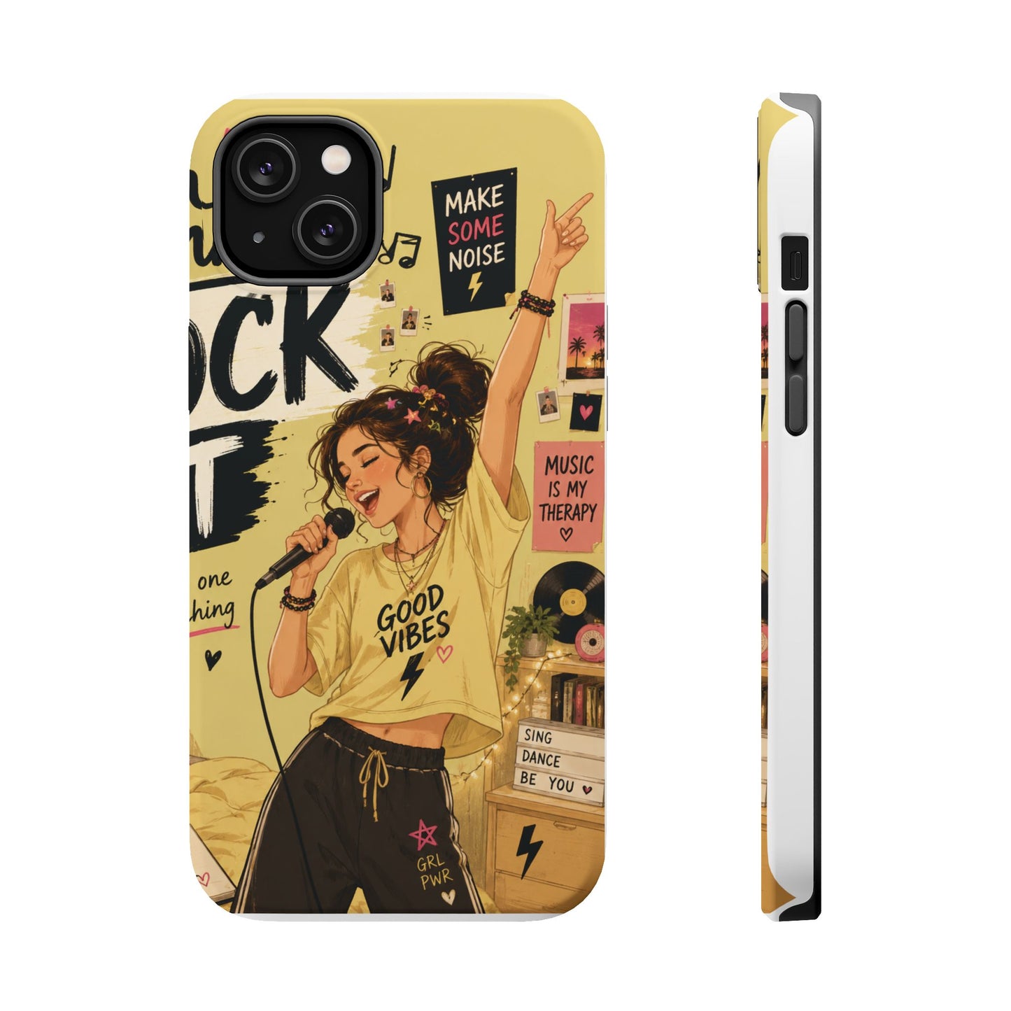 Singer Illustration Phone Case — 'Good Vibes' Magnetic Impact-Resistant Case