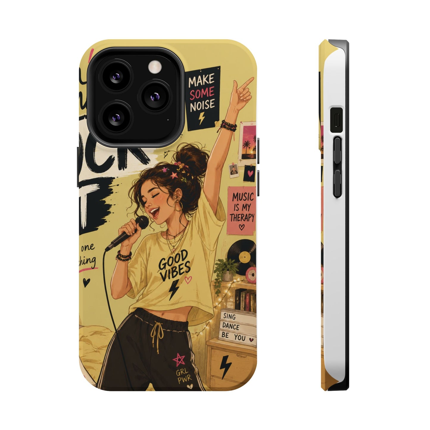Singer Illustration Phone Case — 'Good Vibes' Magnetic Impact-Resistant Case