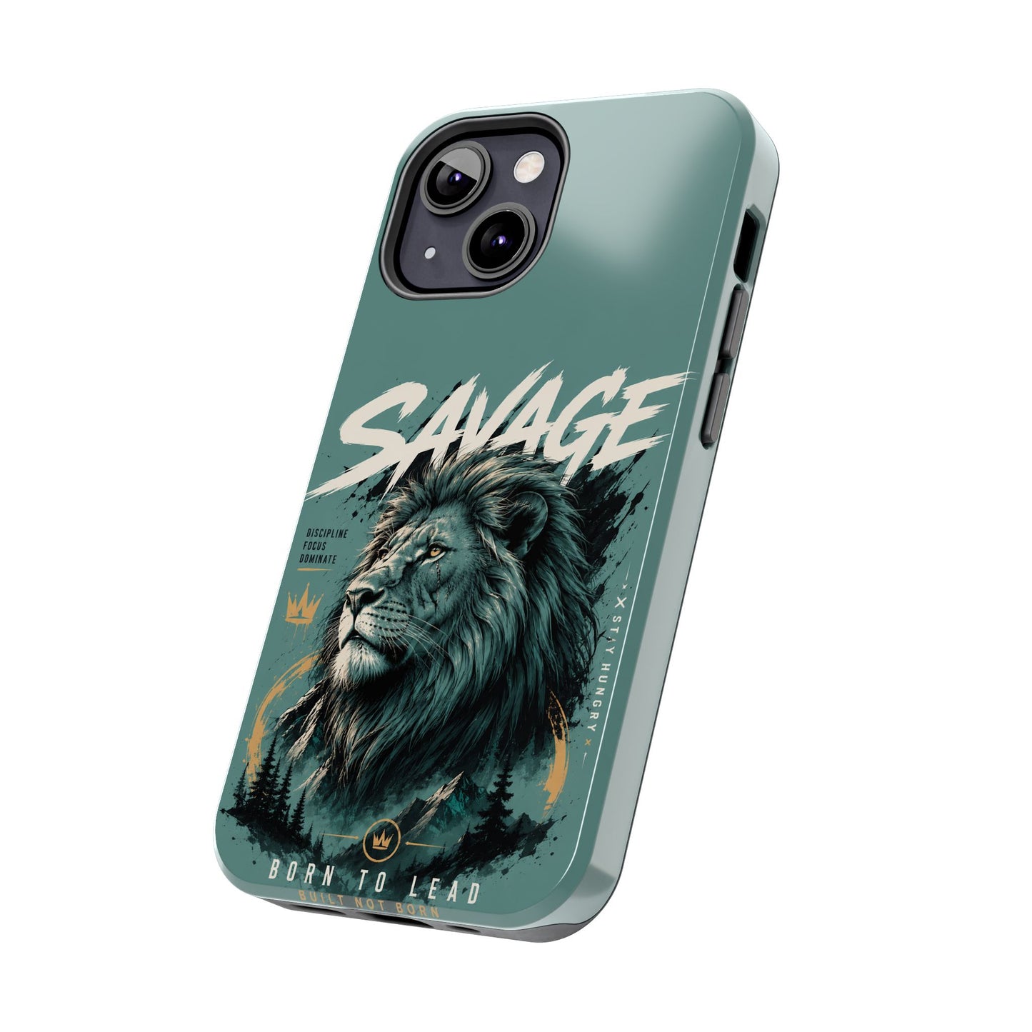 Savage Lion Tough Phone Case – 'Born to Lead' Rugged Protective Cover