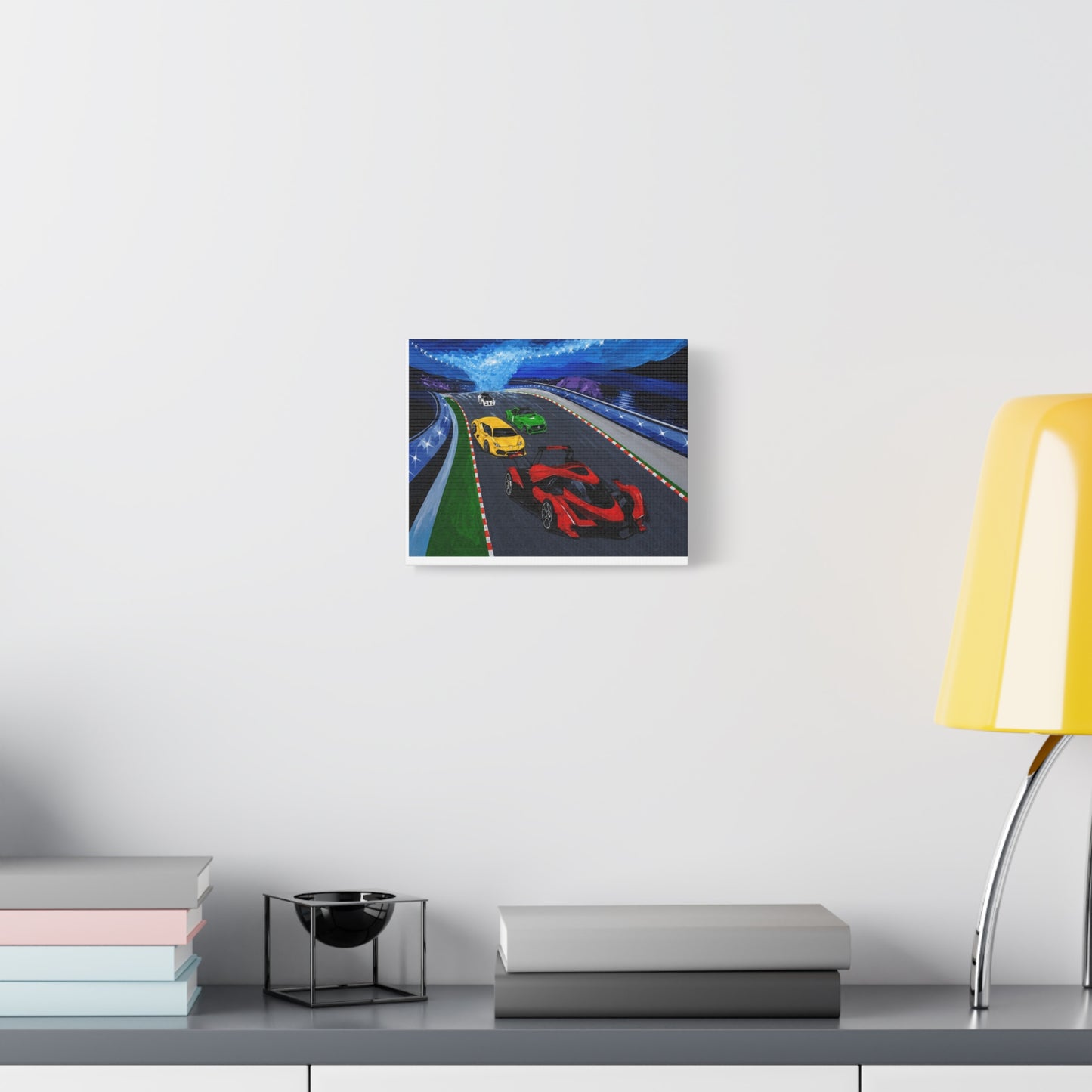 Racing Supercars Matte Canvas Print — Vibrant Track Night Artwork (Stretched 1.25")