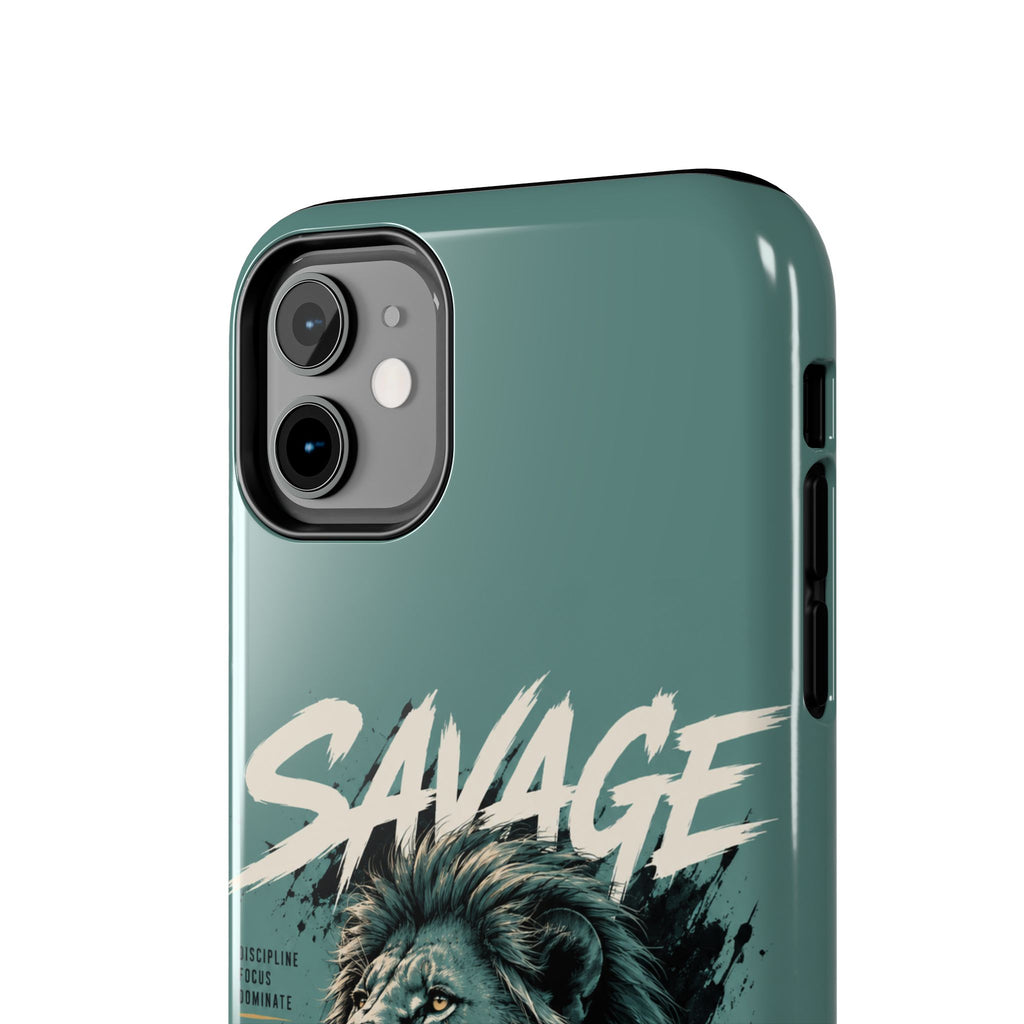 Savage Lion Tough Phone Case – 'Born to Lead' Rugged Protective Cover