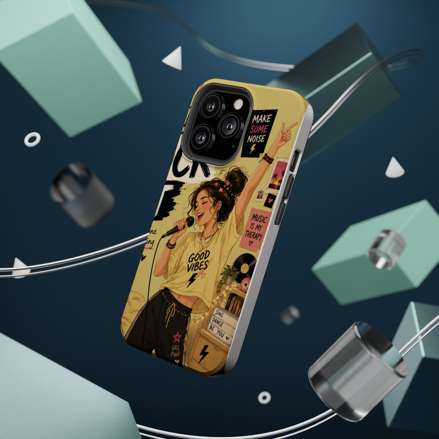 Singer Illustration Phone Case — 'Good Vibes' Magnetic Impact-Resistant Case