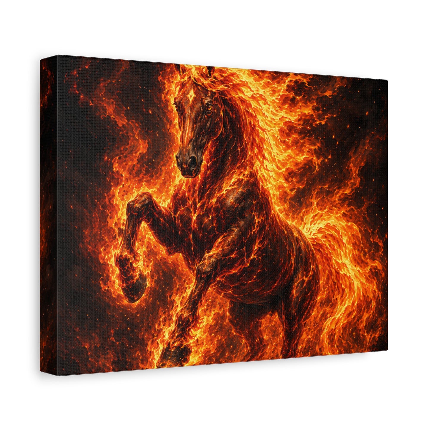 Fiery Horse Canvas Wall Art – Flaming Stallion Matte Stretched Print
