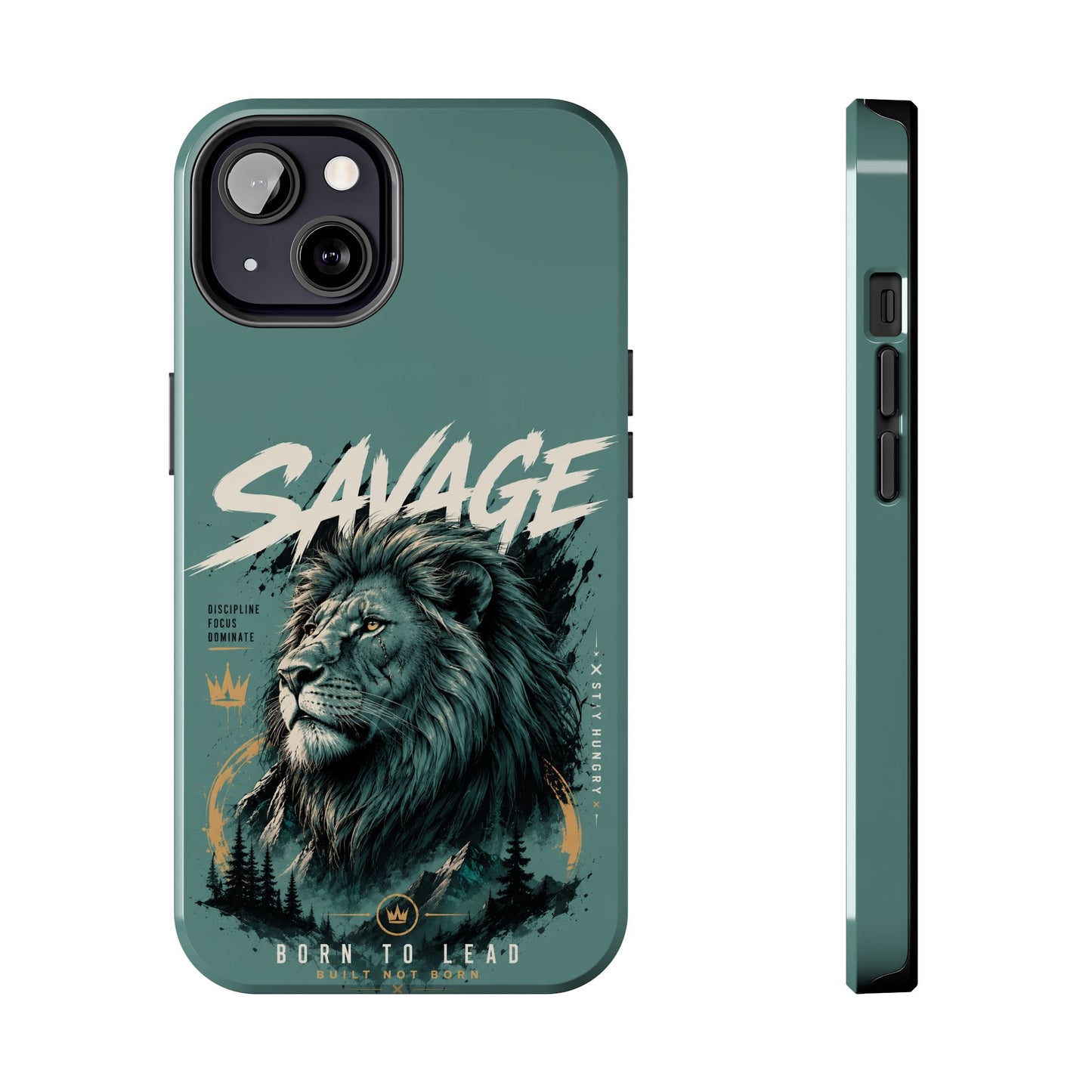 Savage Lion Tough Phone Case – 'Born to Lead' Rugged Protective Cover