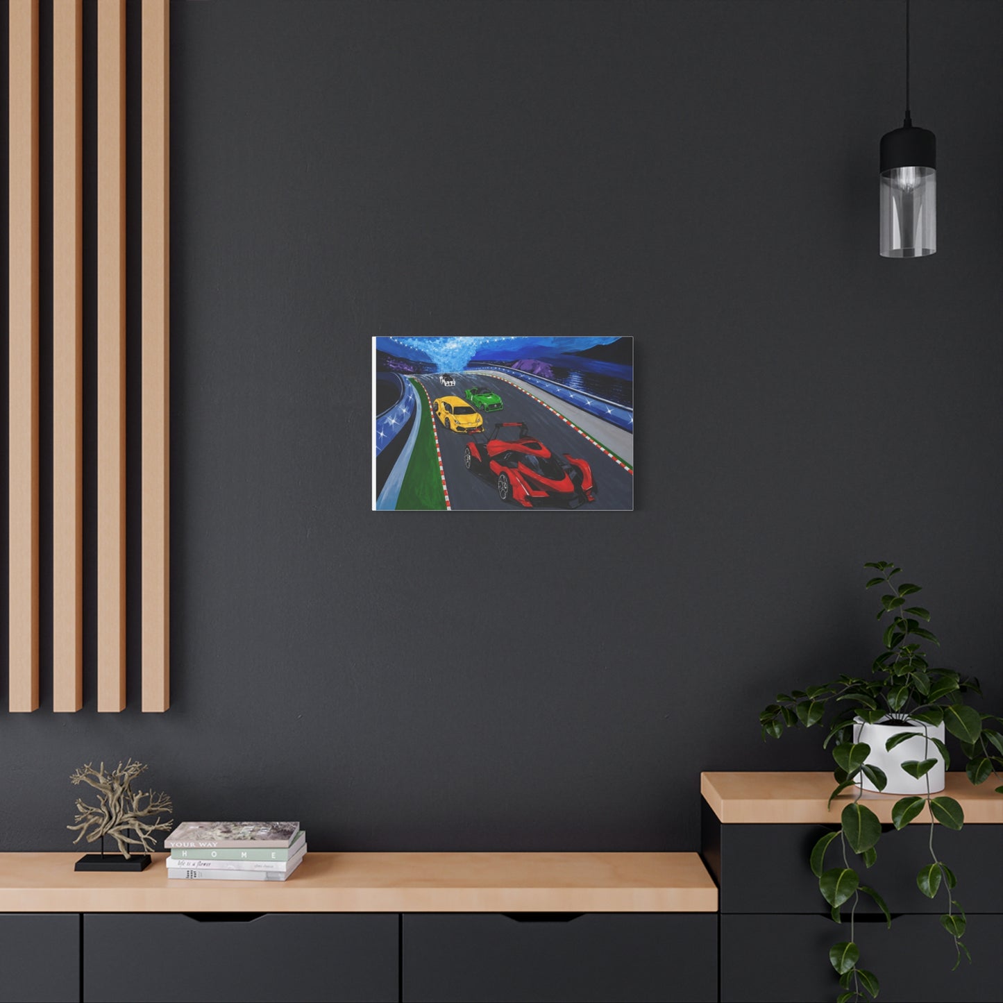 Racing Supercars Matte Canvas Print — Vibrant Track Night Artwork (Stretched 1.25")