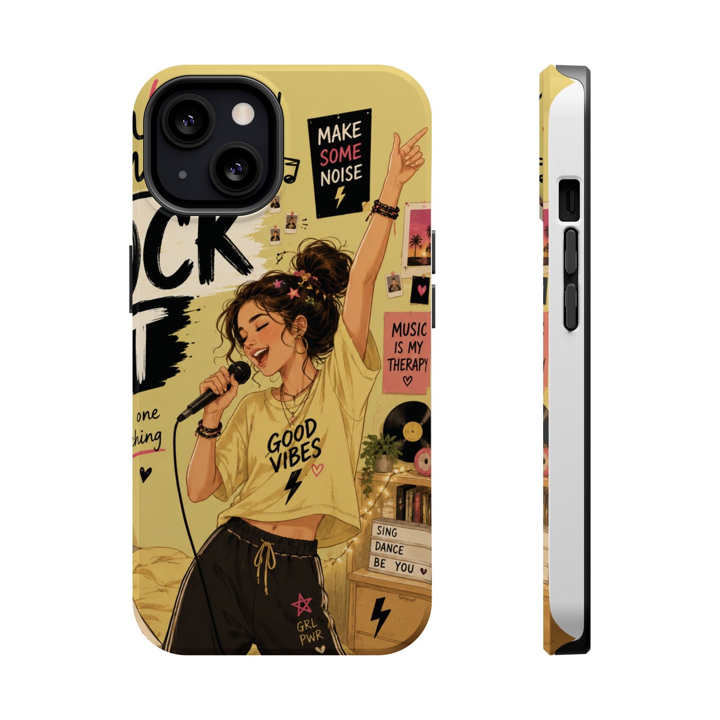 Singer Illustration Phone Case — 'Good Vibes' Magnetic Impact-Resistant Case