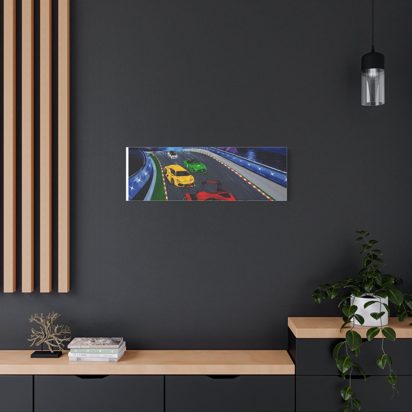 Racing Supercars Matte Canvas Print — Vibrant Track Night Artwork (Stretched 1.25")