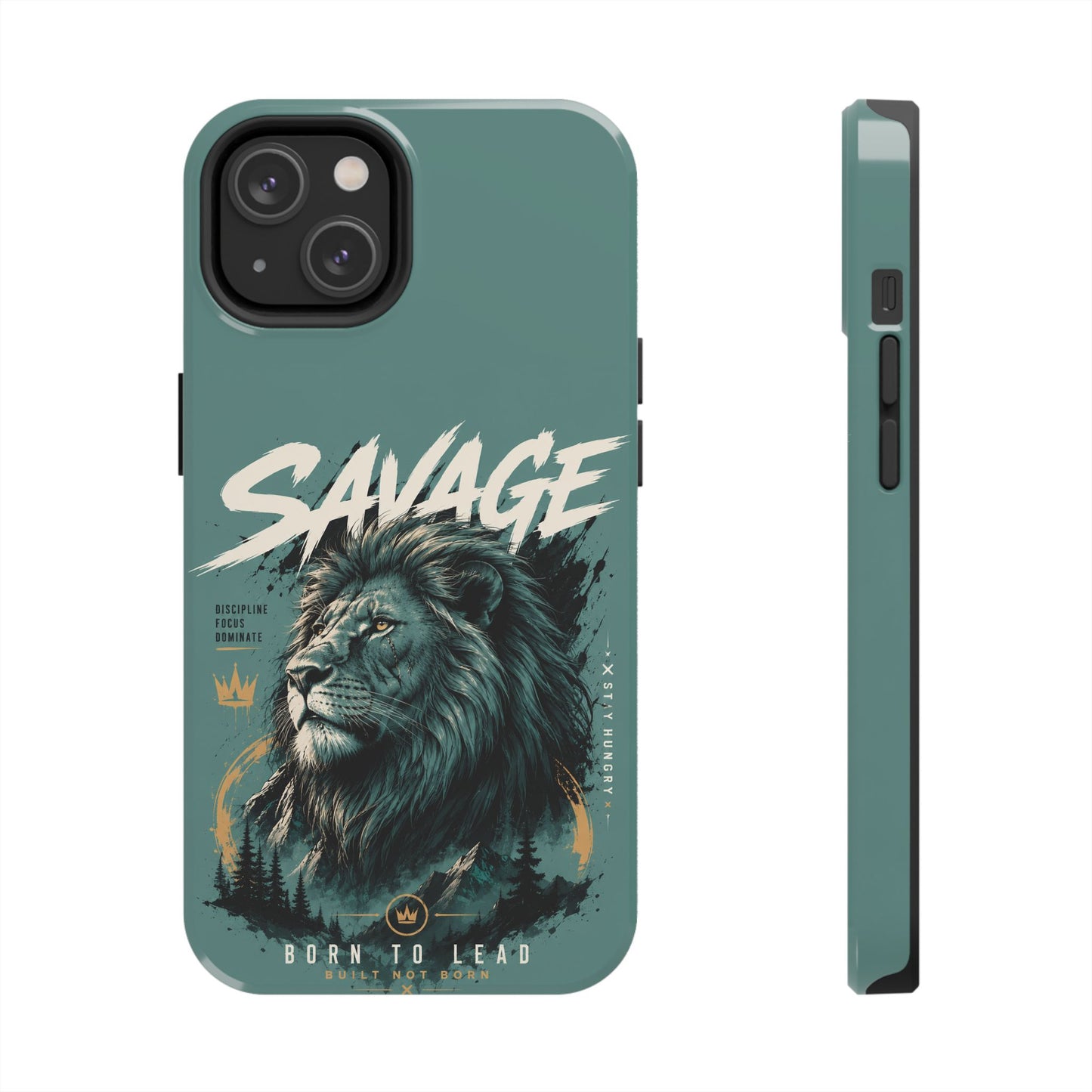 Savage Lion Tough Phone Case – 'Born to Lead' Rugged Protective Cover
